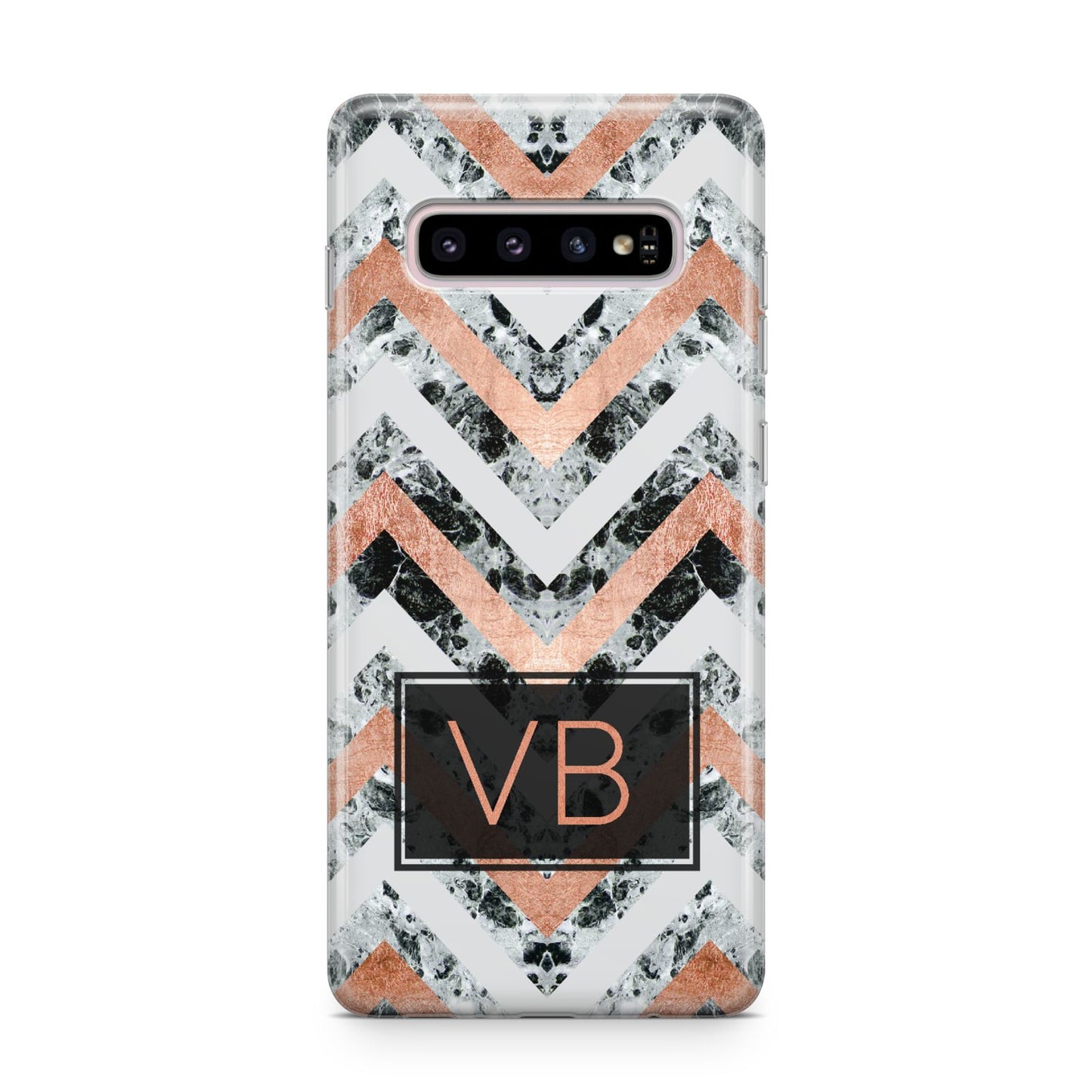 Personalised Chevron Marble Initials Samsung Galaxy S10 Plus Case