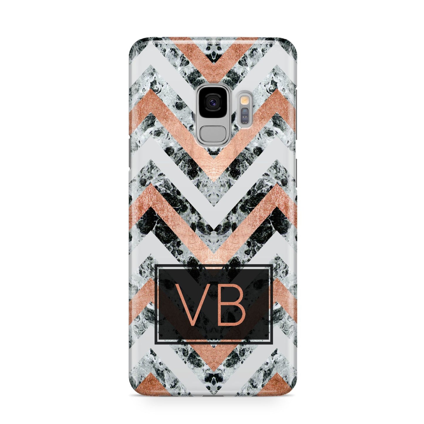 Personalised Chevron Marble Initials Samsung Galaxy S9 Case