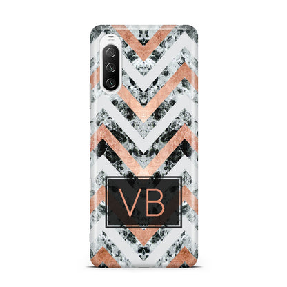Personalised Chevron Marble Initials Sony Xperia 10 III Case