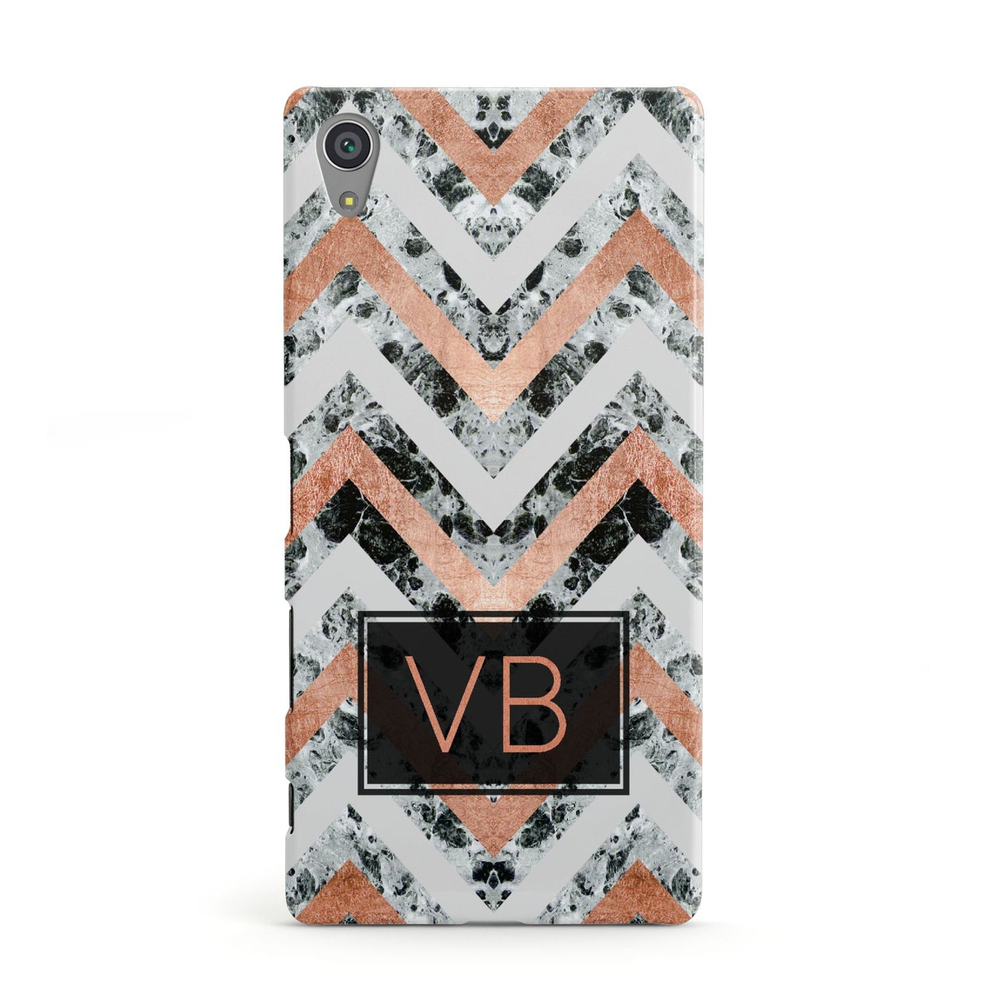 Personalised Chevron Marble Initials Sony Xperia Case