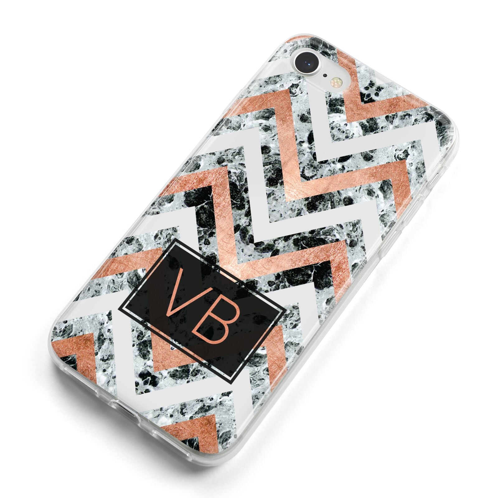 Personalised Chevron Marble Initials iPhone 8 Bumper Case on Silver iPhone Alternative Image