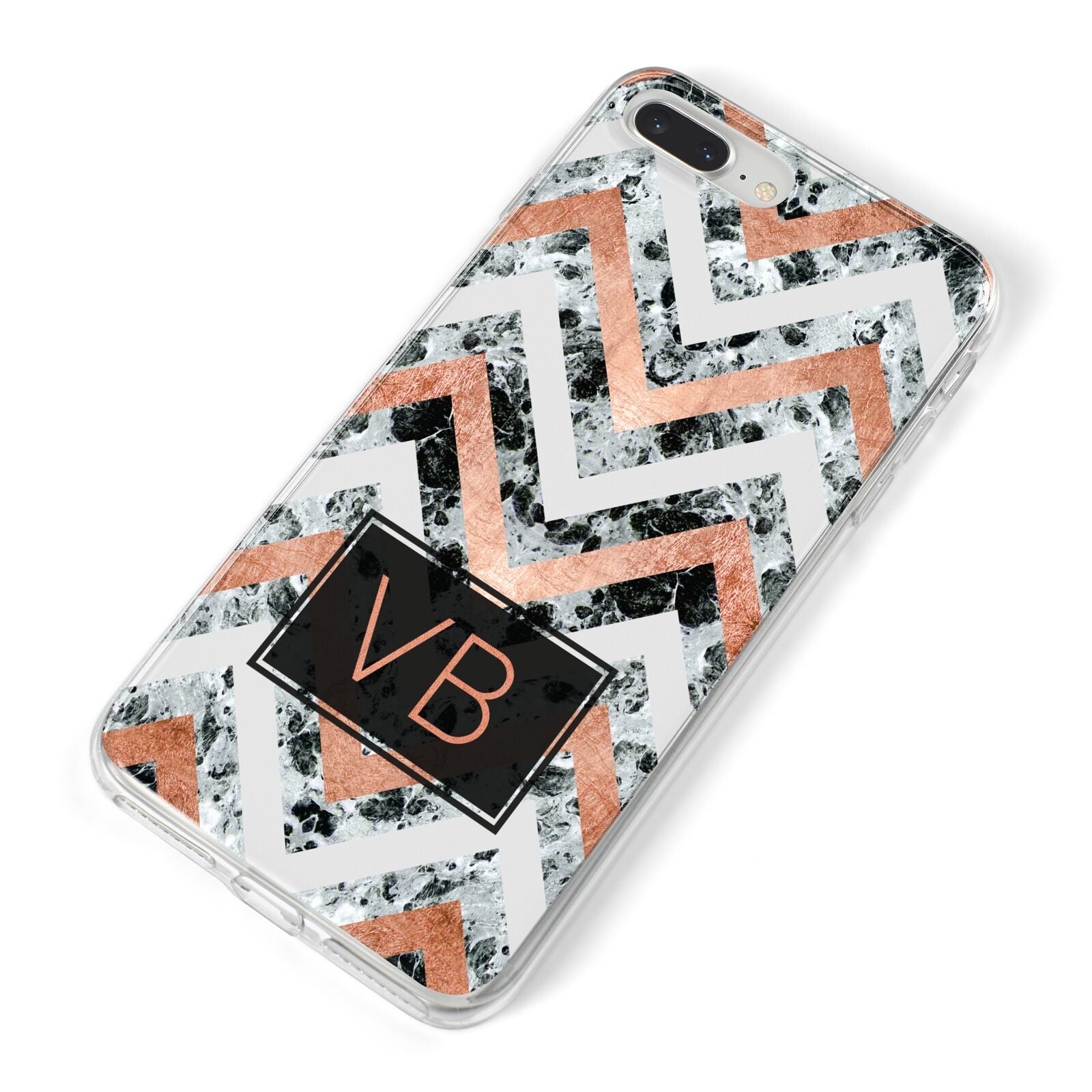 Personalised Chevron Marble Initials iPhone 8 Plus Bumper Case on Silver iPhone Alternative Image