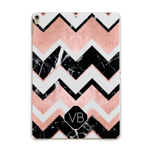 Personalised Chevron Marbled Initials Apple iPad Gold Case