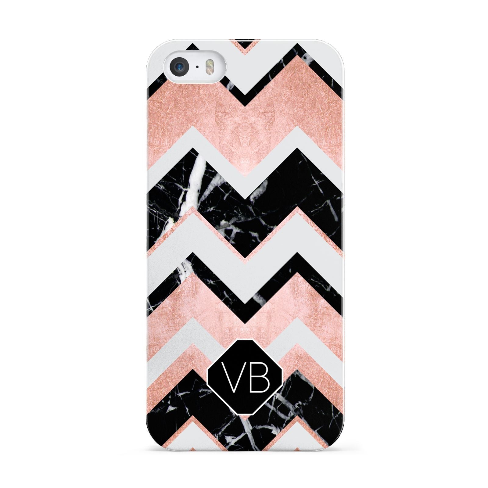 Personalised Chevron Marbled Initials Apple iPhone 5 Case