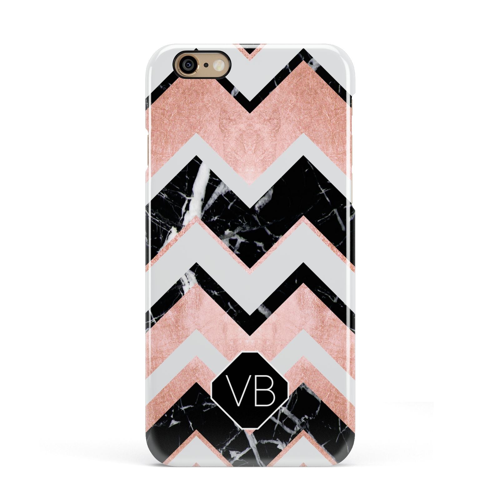 Personalised Chevron Marbled Initials Apple iPhone 6 3D Snap Case