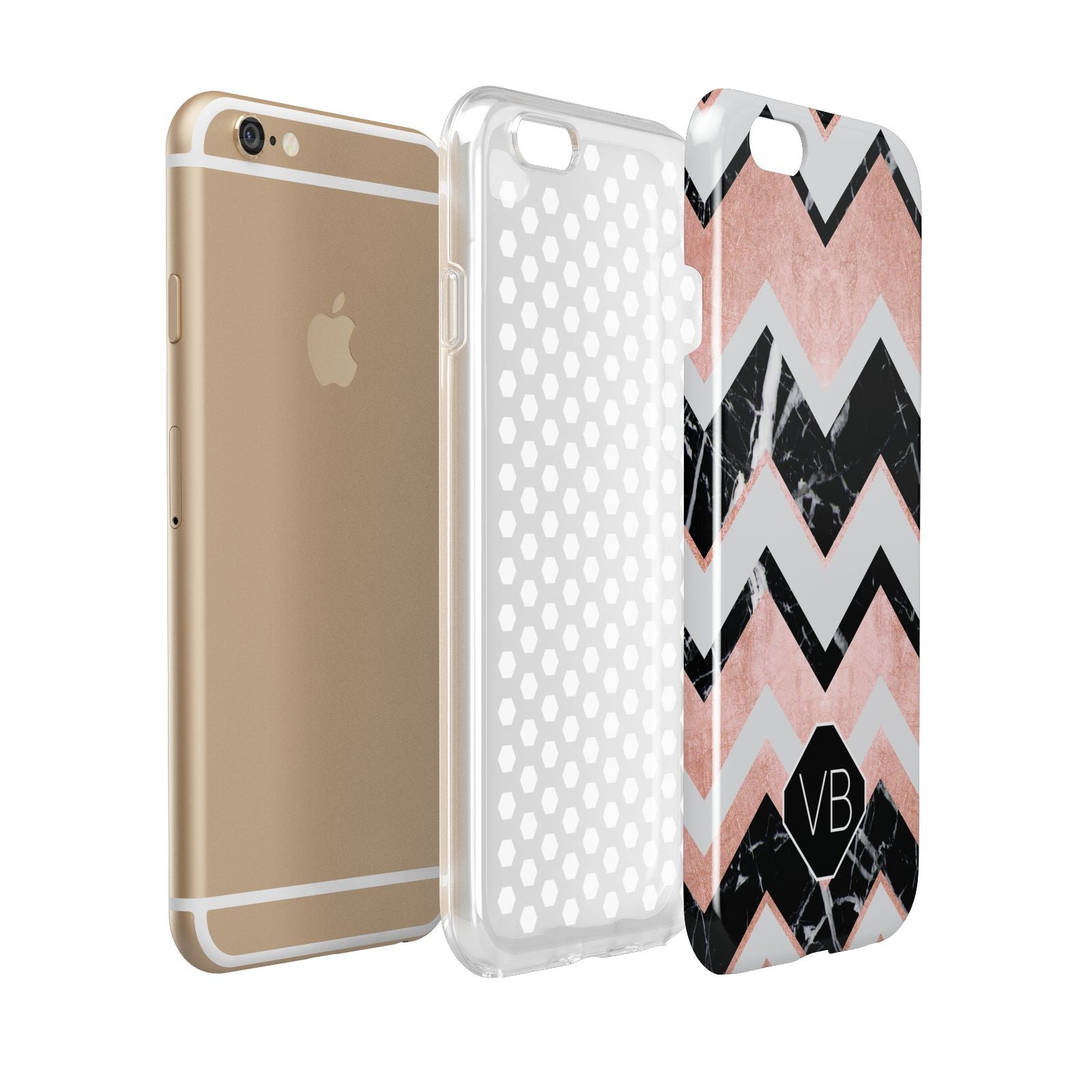 Personalised Chevron Marbled Initials Apple iPhone 6 3D Tough Case Expanded view
