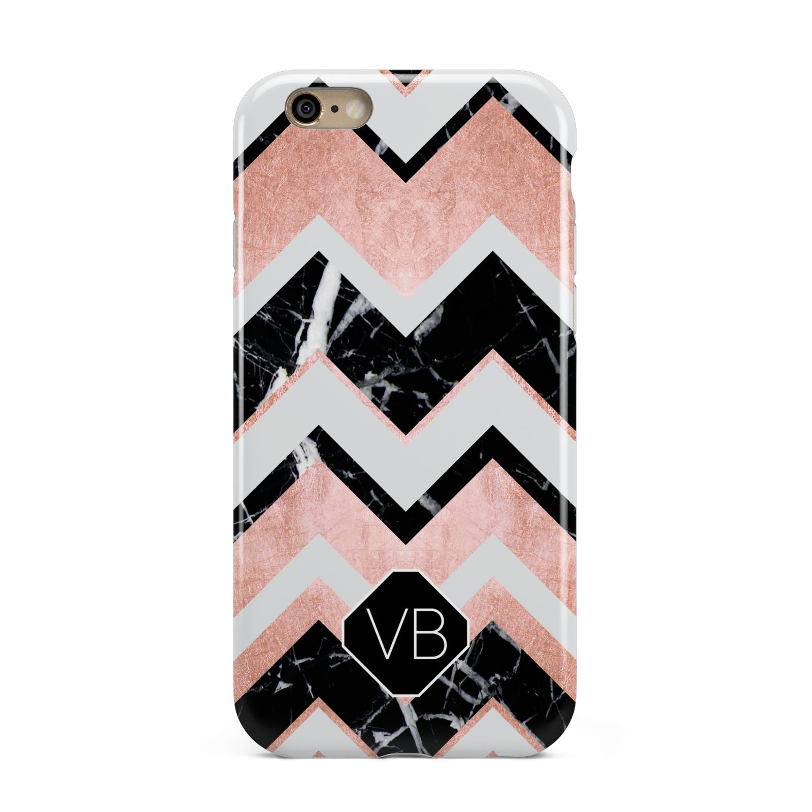 Personalised Chevron Marbled Initials Apple iPhone 6 3D Tough Case