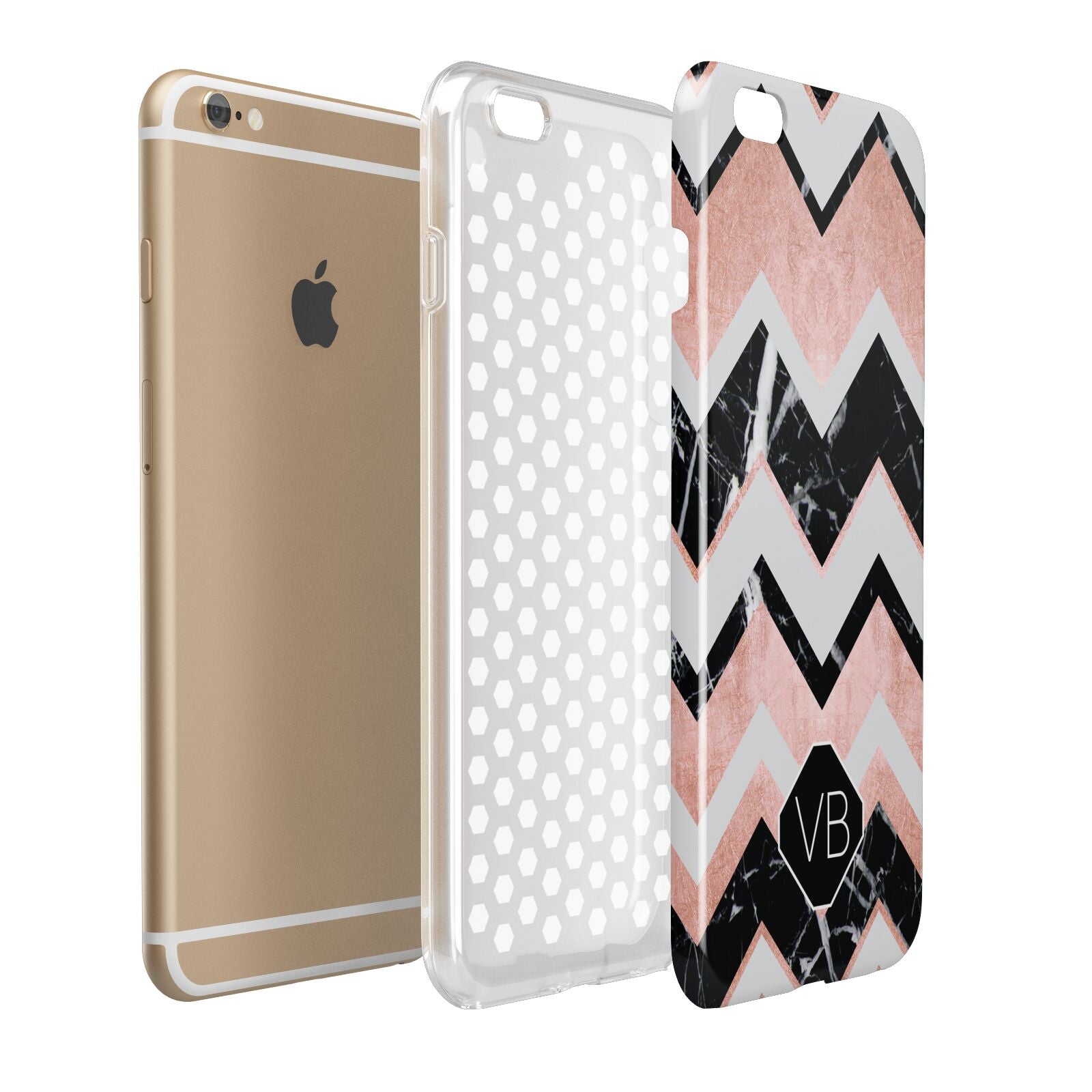 Personalised Chevron Marbled Initials Apple iPhone 6 Plus 3D Tough Case Expand Detail Image