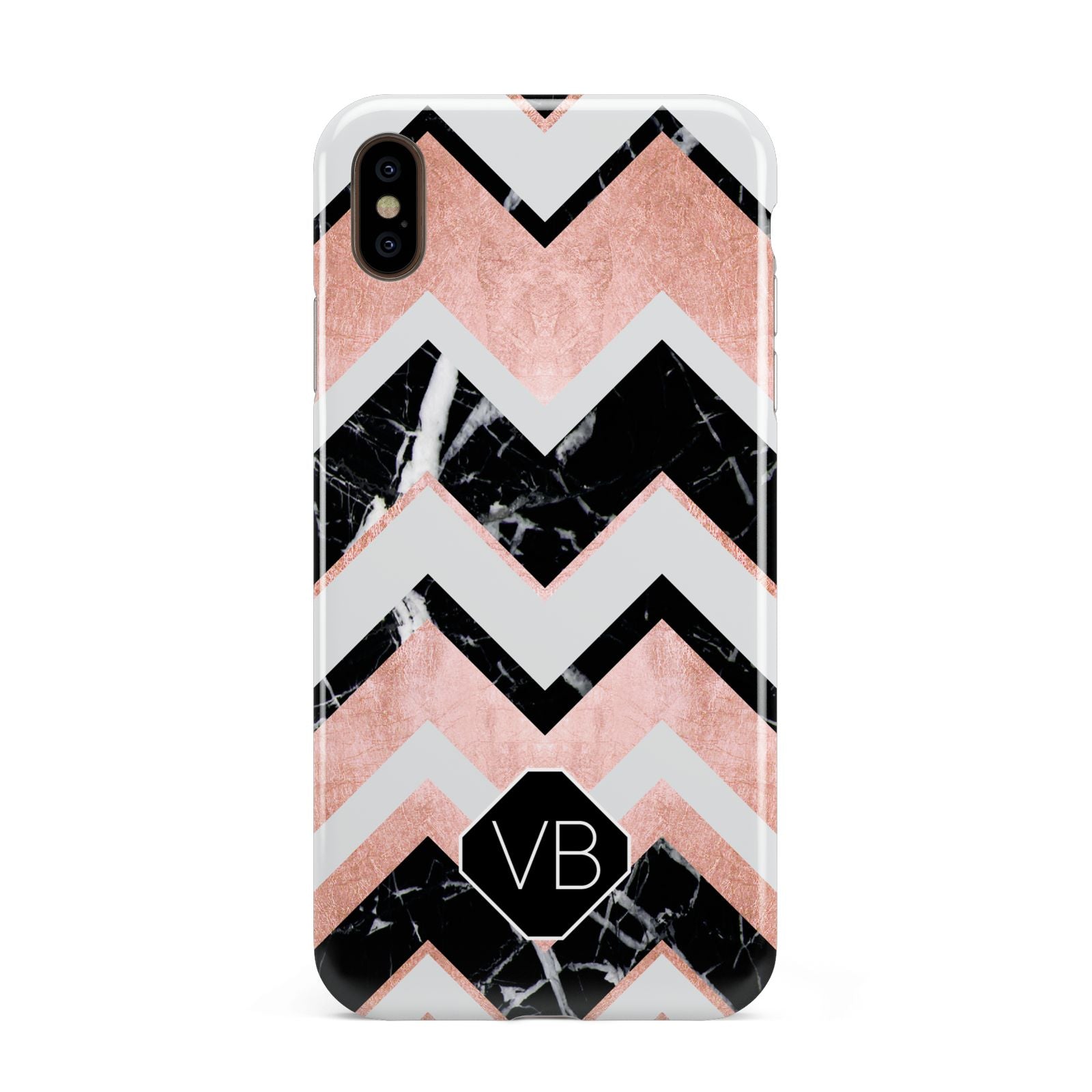 Personalised Chevron Marbled Initials Apple iPhone Xs Max 3D Tough Case