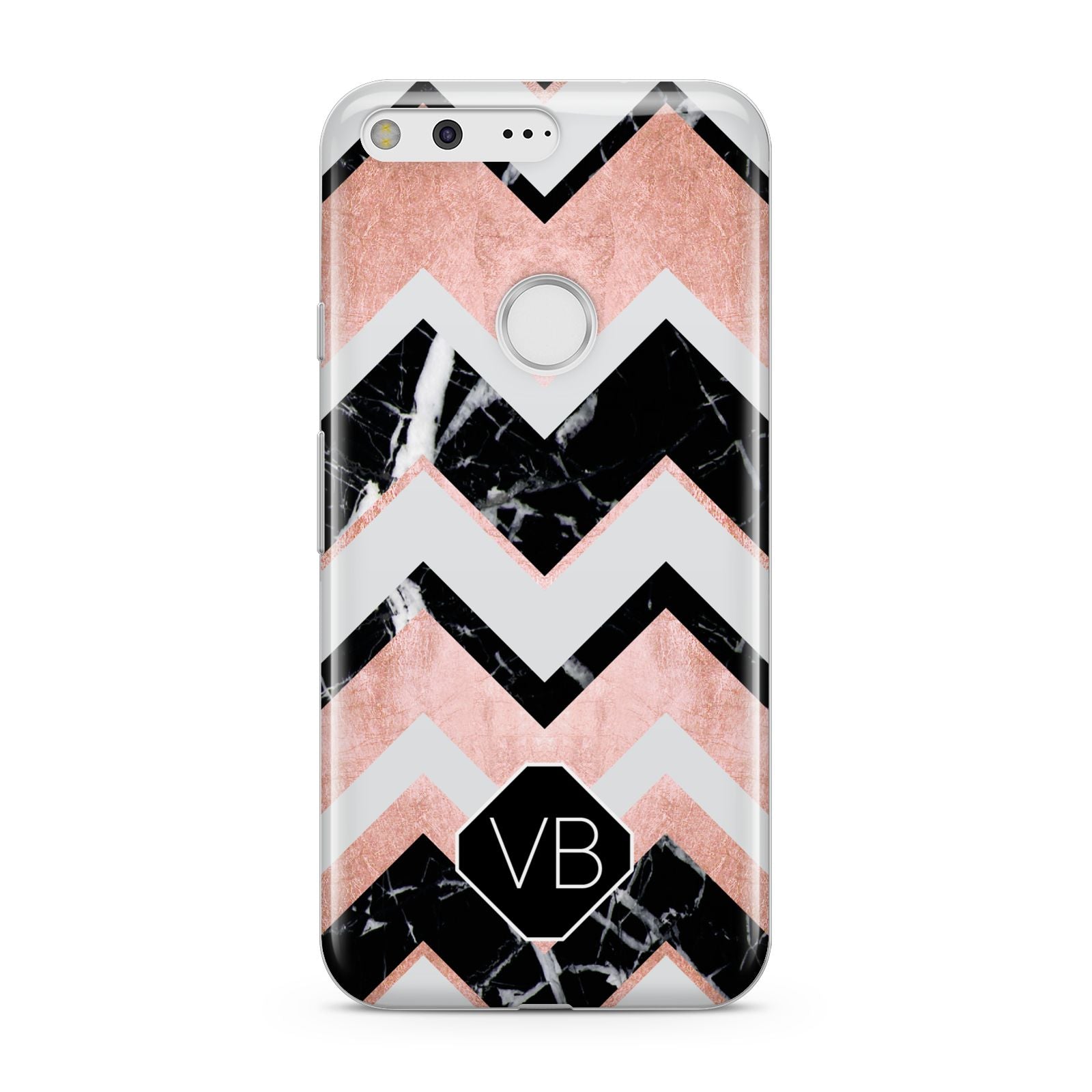 Personalised Chevron Marbled Initials Google Pixel Case
