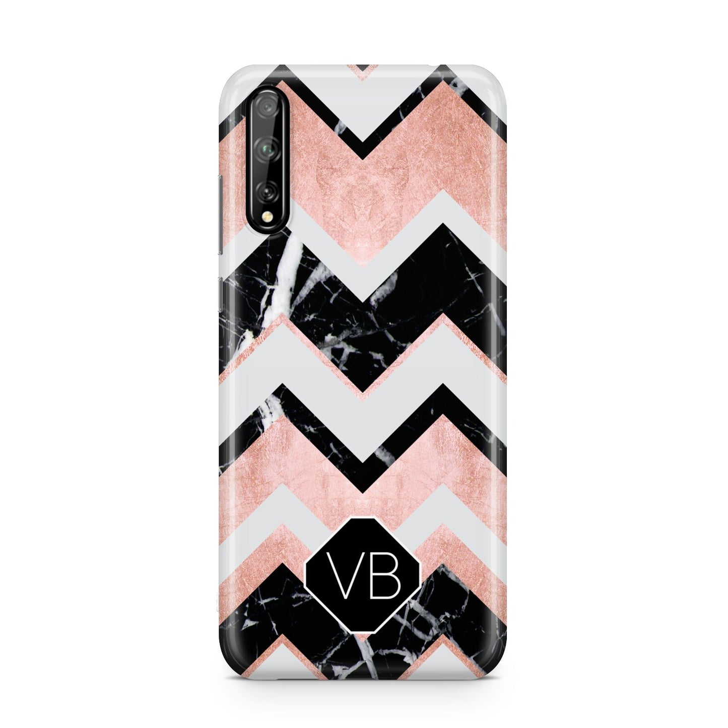 Personalised Chevron Marbled Initials Huawei Enjoy 10s Phone Case