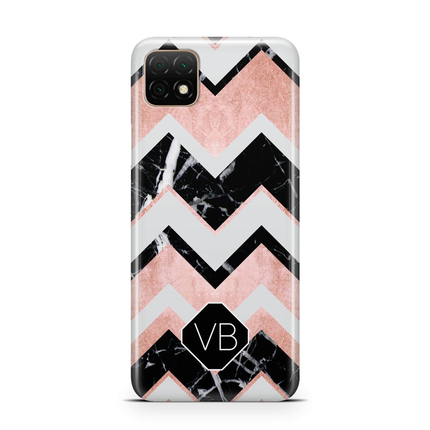 Personalised Chevron Marbled Initials Huawei Enjoy 20 Phone Case