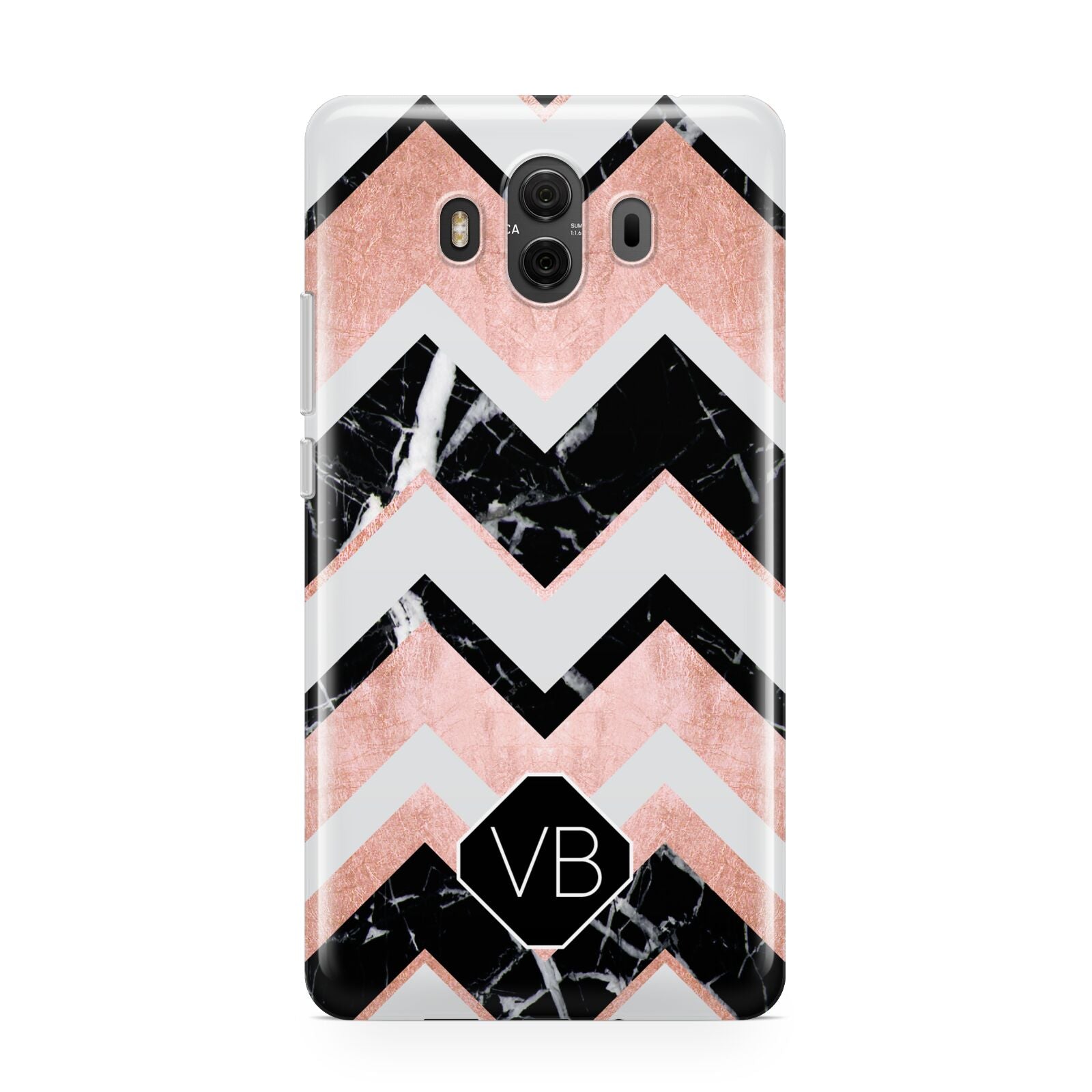Personalised Chevron Marbled Initials Huawei Mate 10 Protective Phone Case