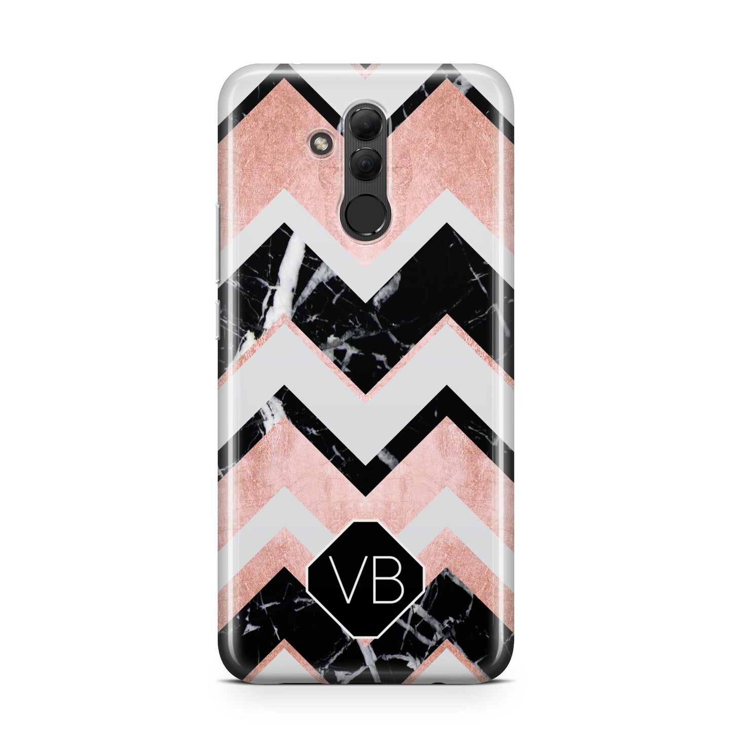 Personalised Chevron Marbled Initials Huawei Mate 20 Lite