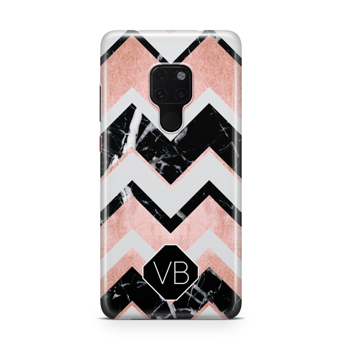Personalised Chevron Marbled Initials Huawei Mate 20 Phone Case