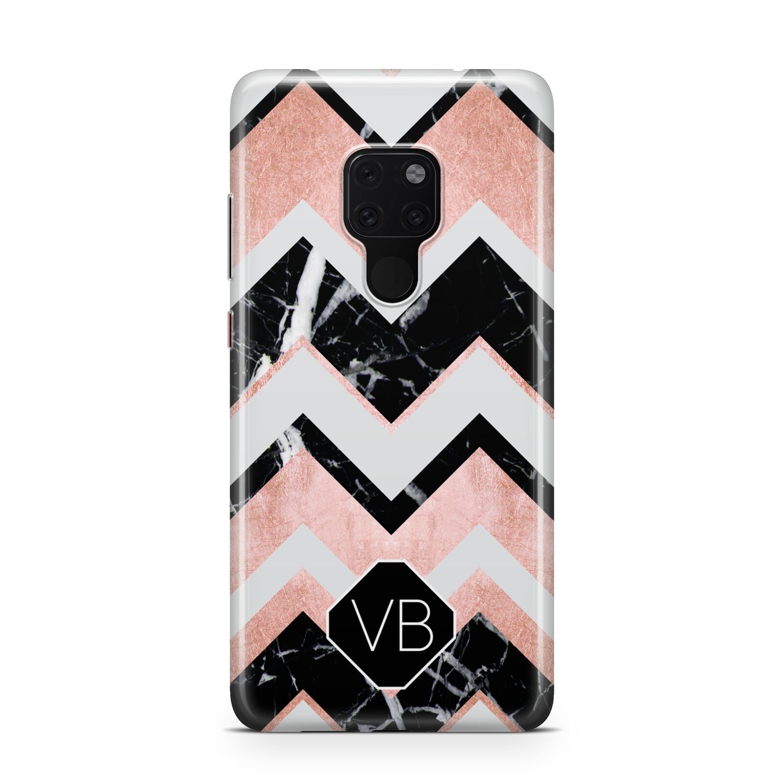 Personalised Chevron Marbled Initials Huawei Mate 20 Phone Case