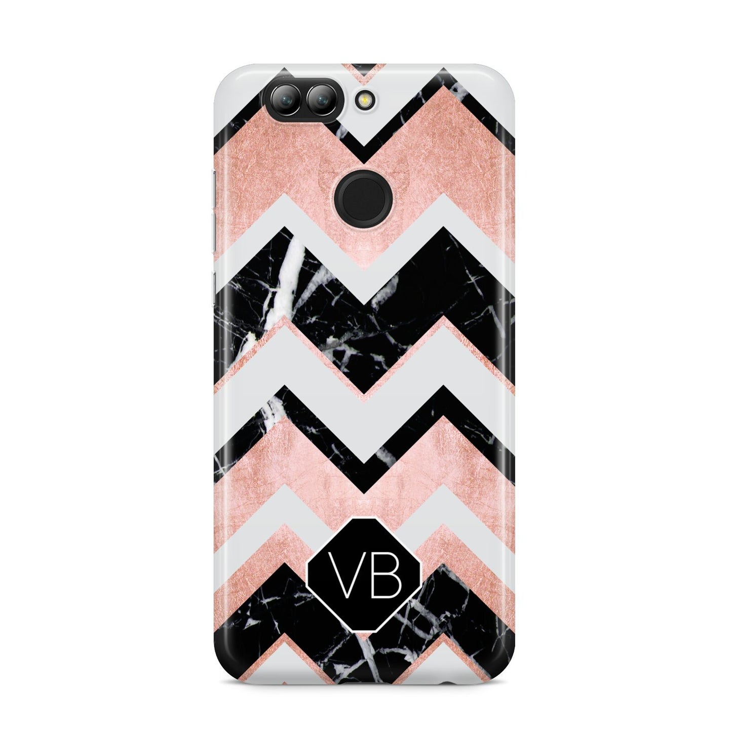 Personalised Chevron Marbled Initials Huawei Nova 2s Phone Case