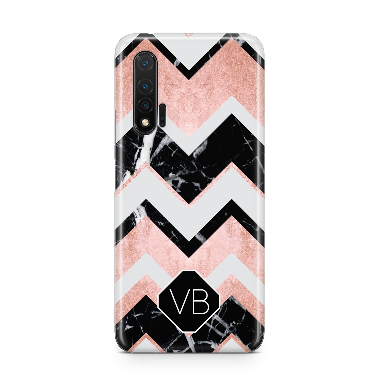 Personalised Chevron Marbled Initials Huawei Nova 6 Phone Case