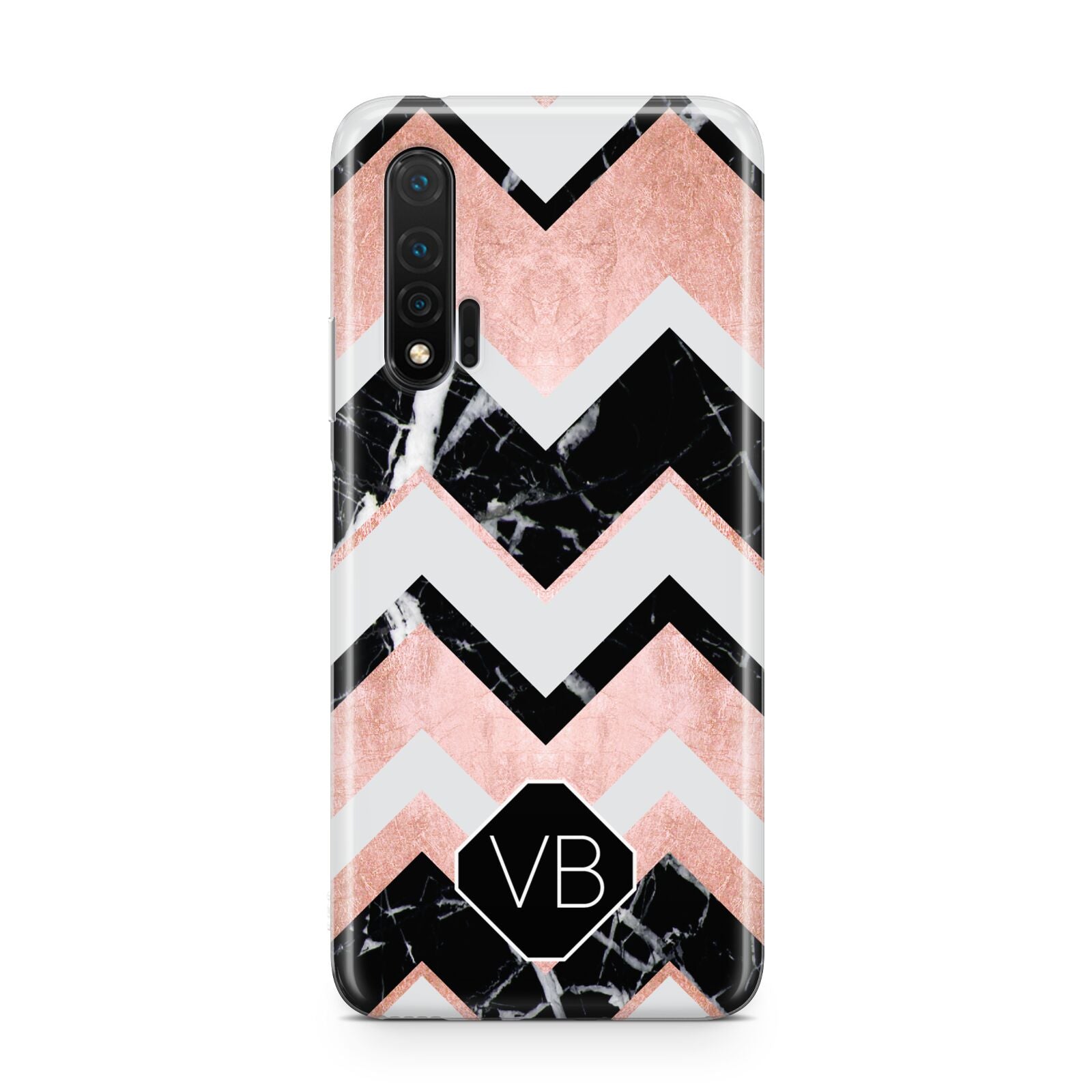 Personalised Chevron Marbled Initials Huawei Nova 6 Phone Case