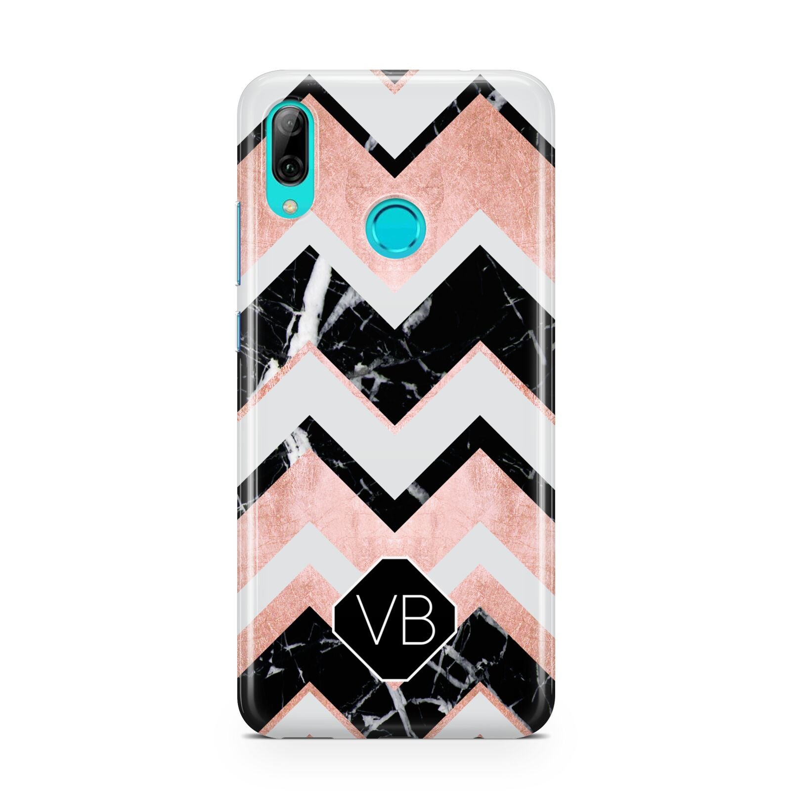 Personalised Chevron Marbled Initials Huawei P Smart 2019 Case