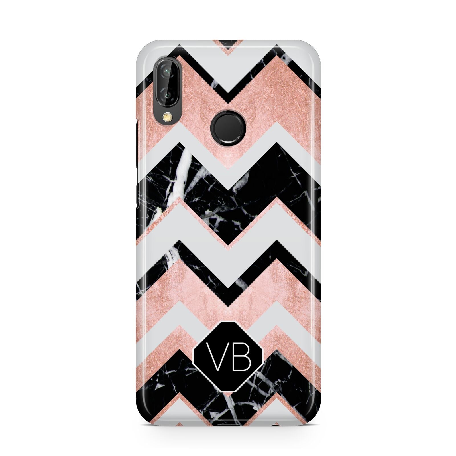 Personalised Chevron Marbled Initials Huawei P20 Lite Phone Case