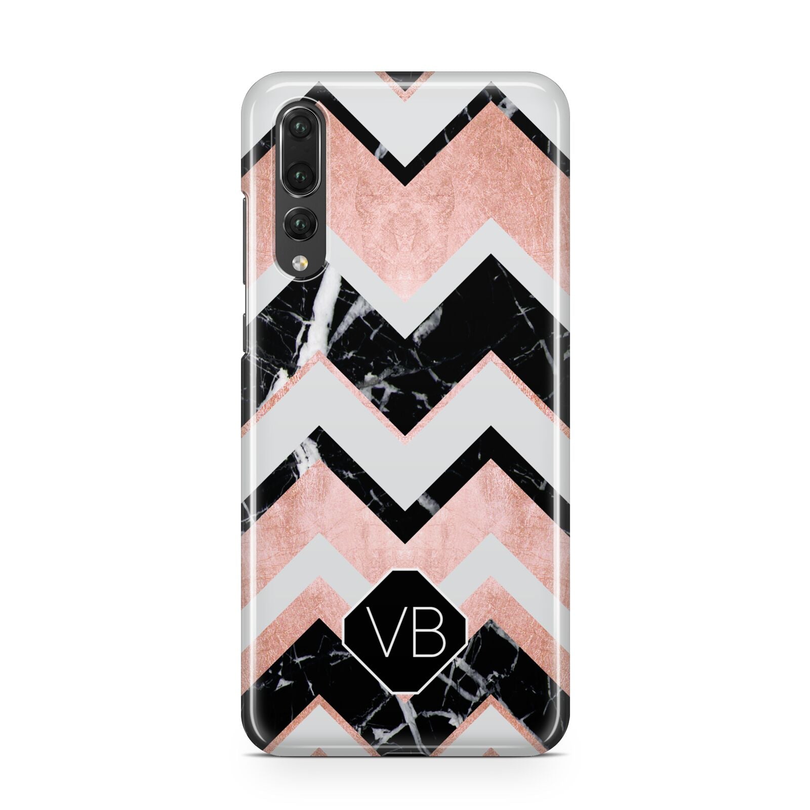 Personalised Chevron Marbled Initials Huawei P20 Pro Phone Case