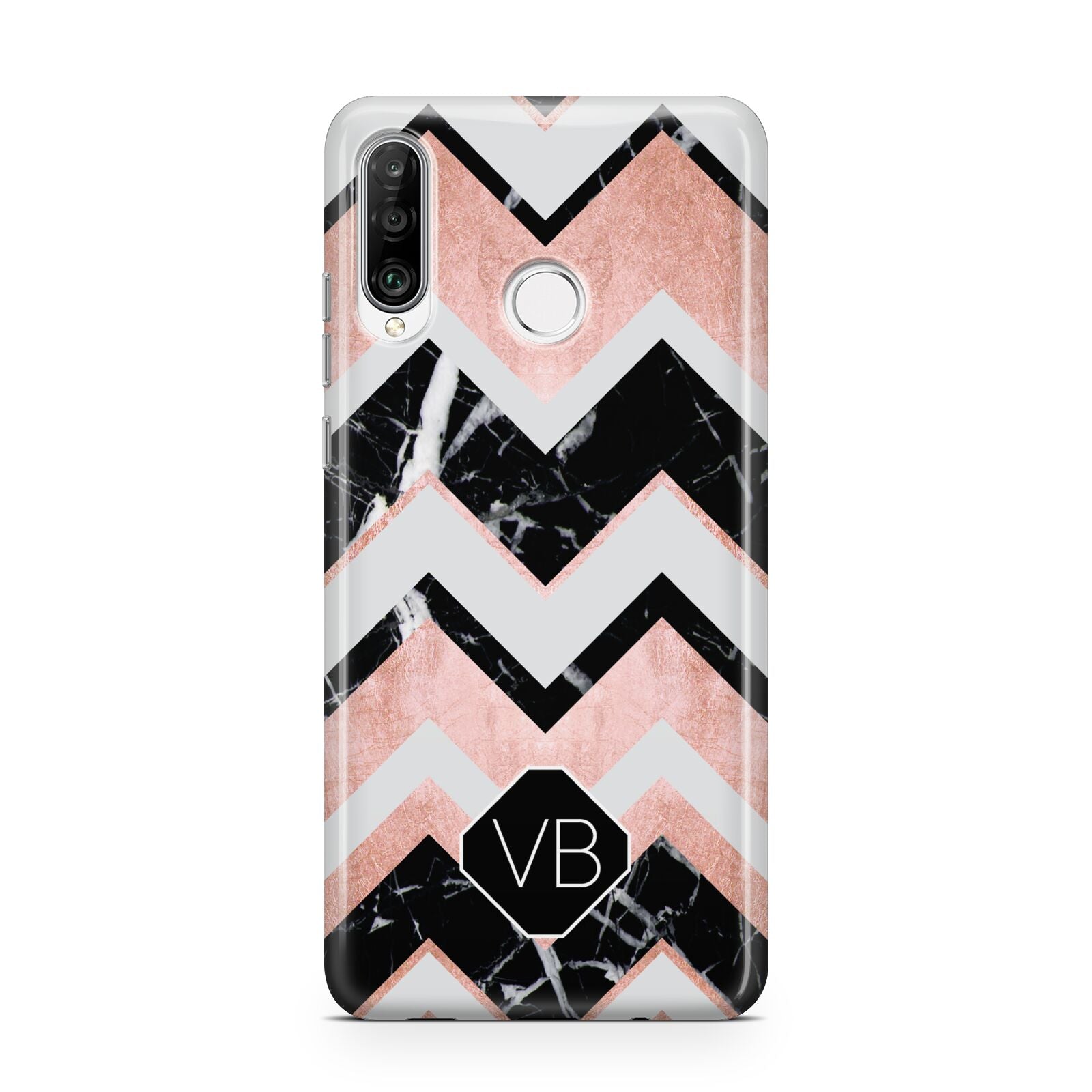 Personalised Chevron Marbled Initials Huawei P30 Lite Phone Case