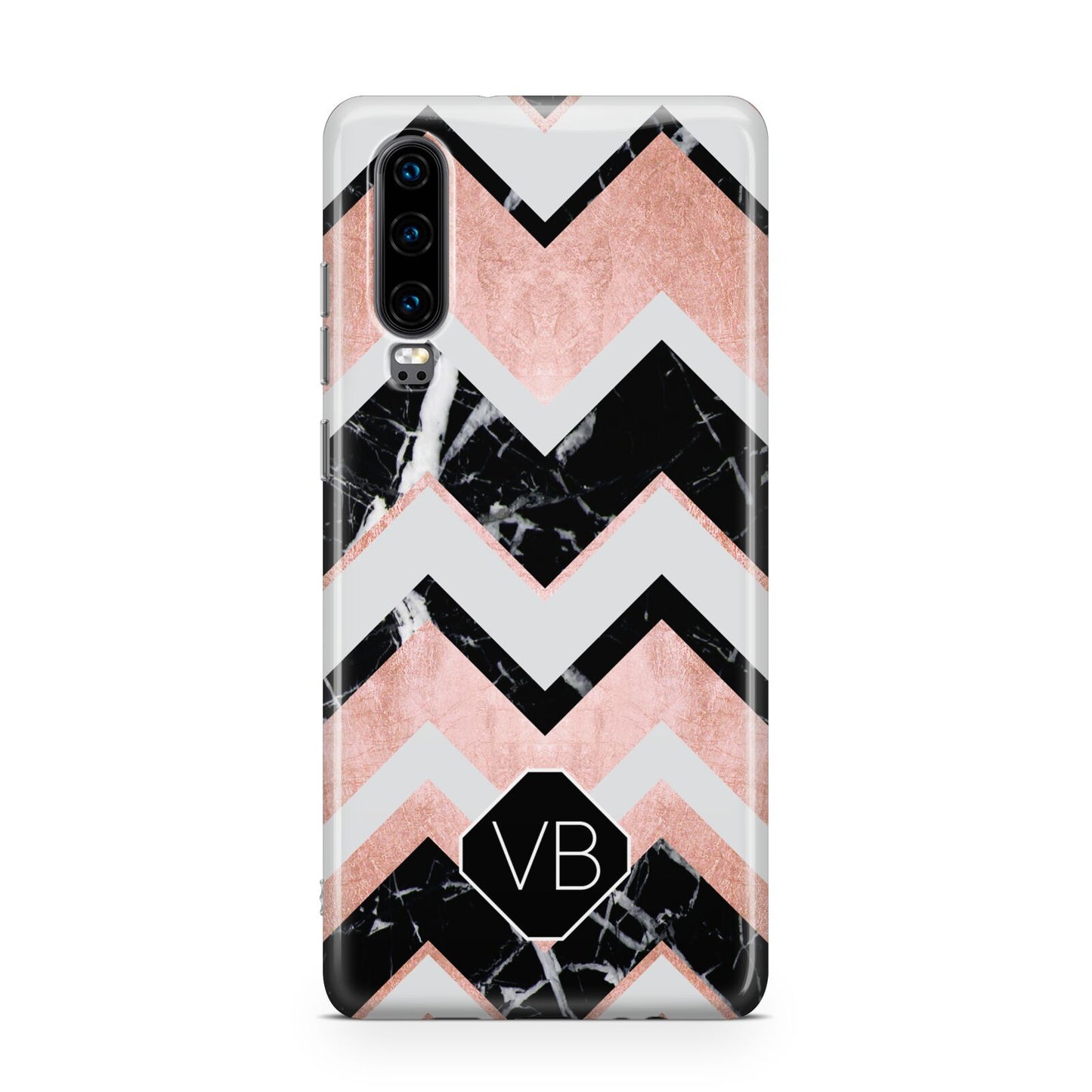 Personalised Chevron Marbled Initials Huawei P30 Phone Case