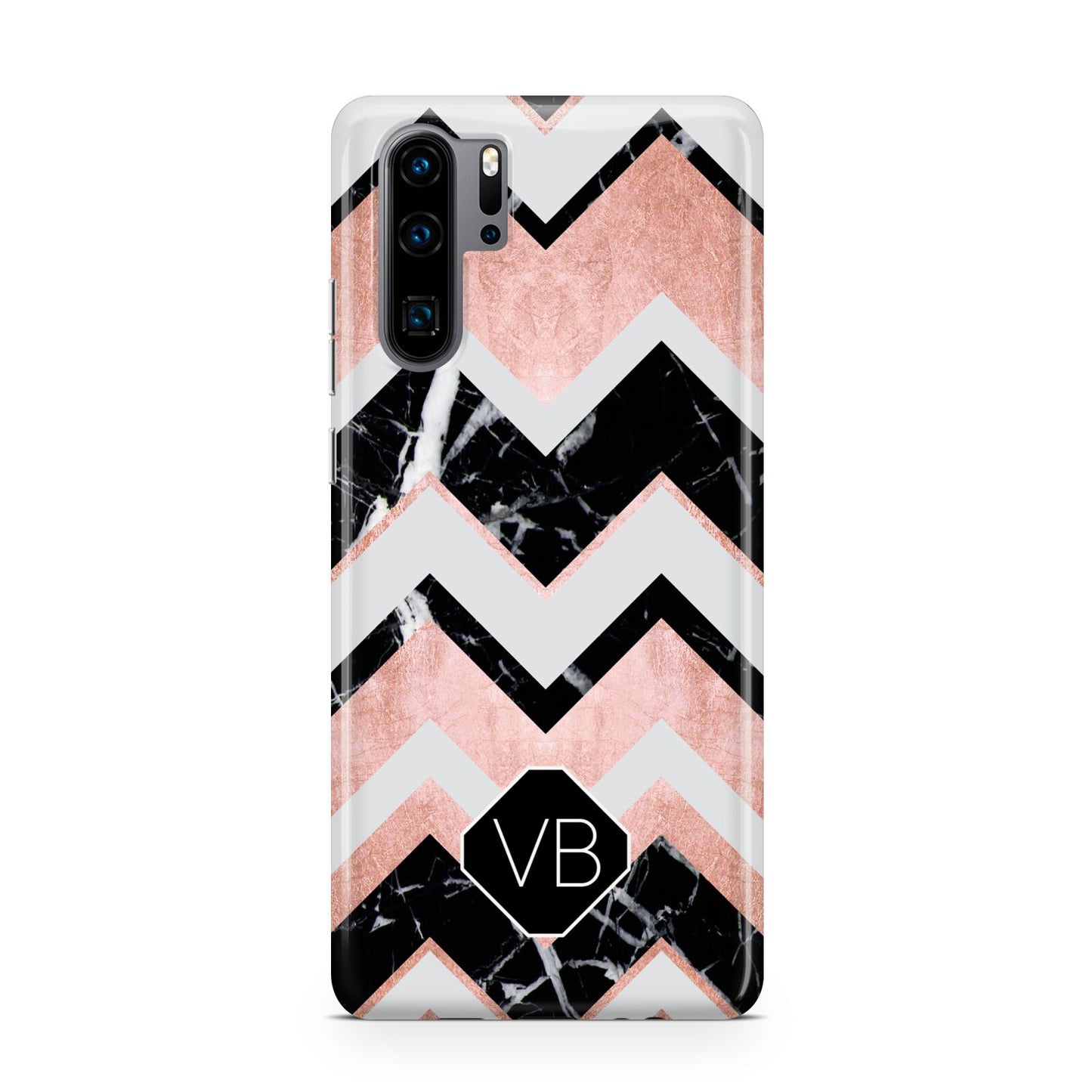Personalised Chevron Marbled Initials Huawei P30 Pro Phone Case