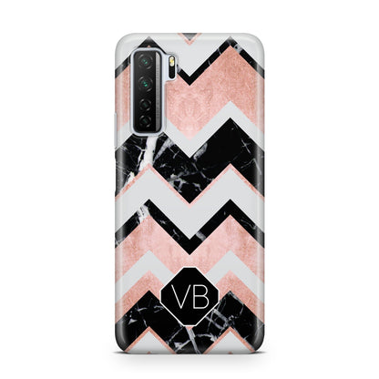 Personalised Chevron Marbled Initials Huawei P40 Lite 5G Phone Case