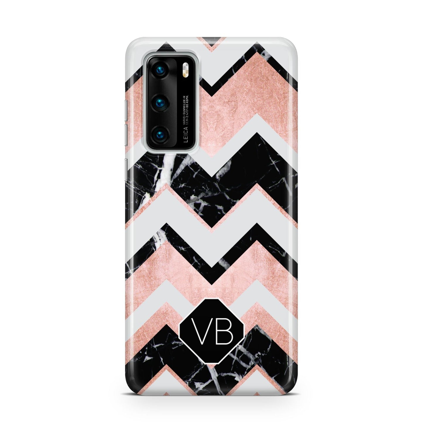 Personalised Chevron Marbled Initials Huawei P40 Phone Case