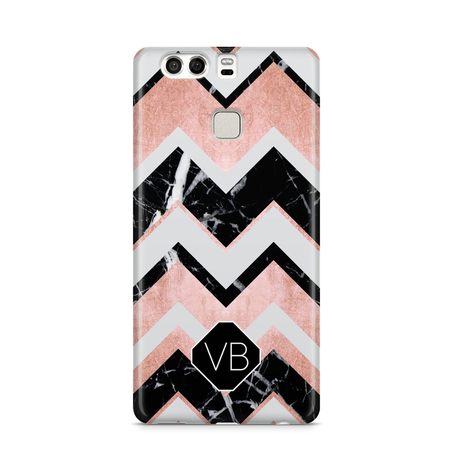 Personalised Chevron Marbled Initials Huawei P9 Case