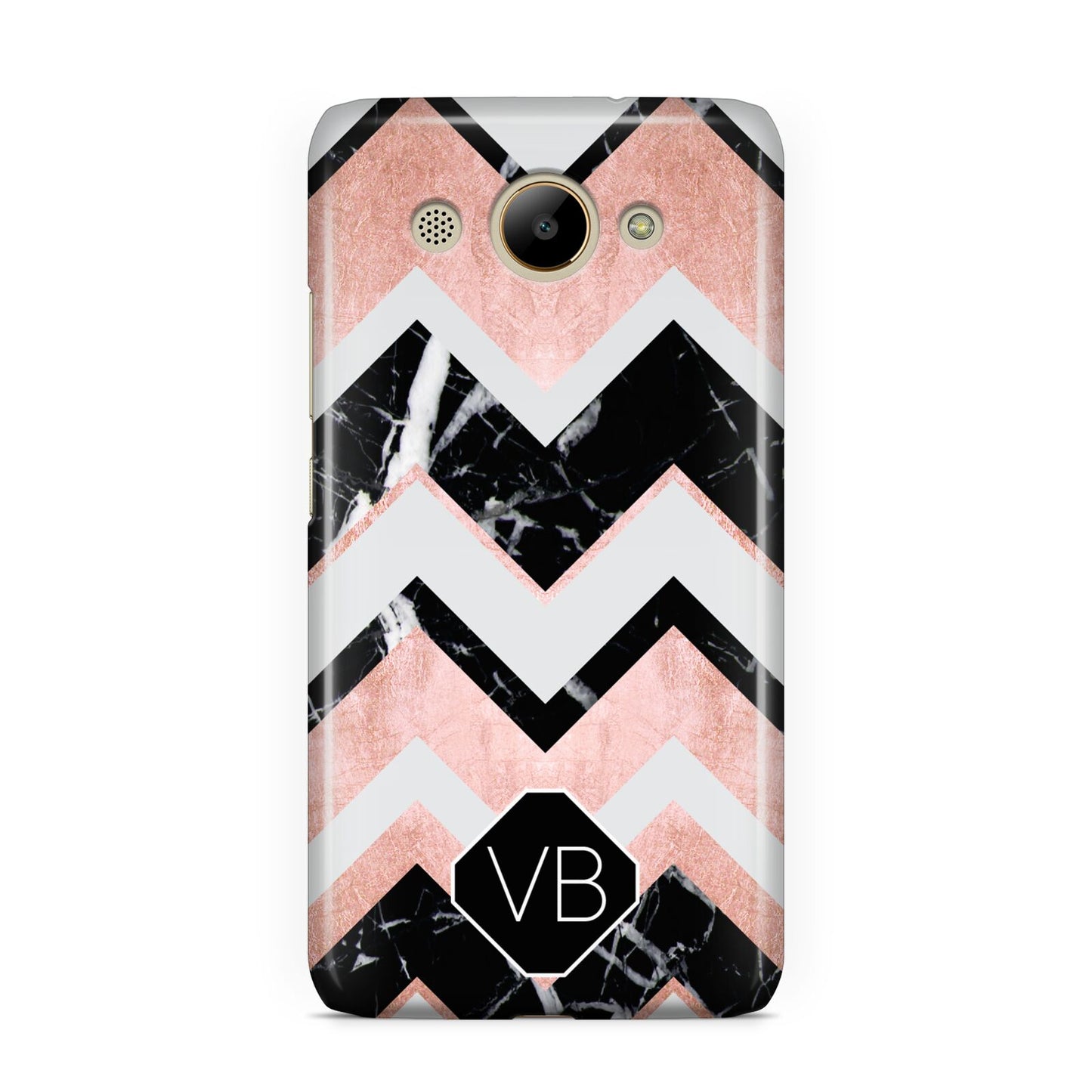Personalised Chevron Marbled Initials Huawei Y3 2017