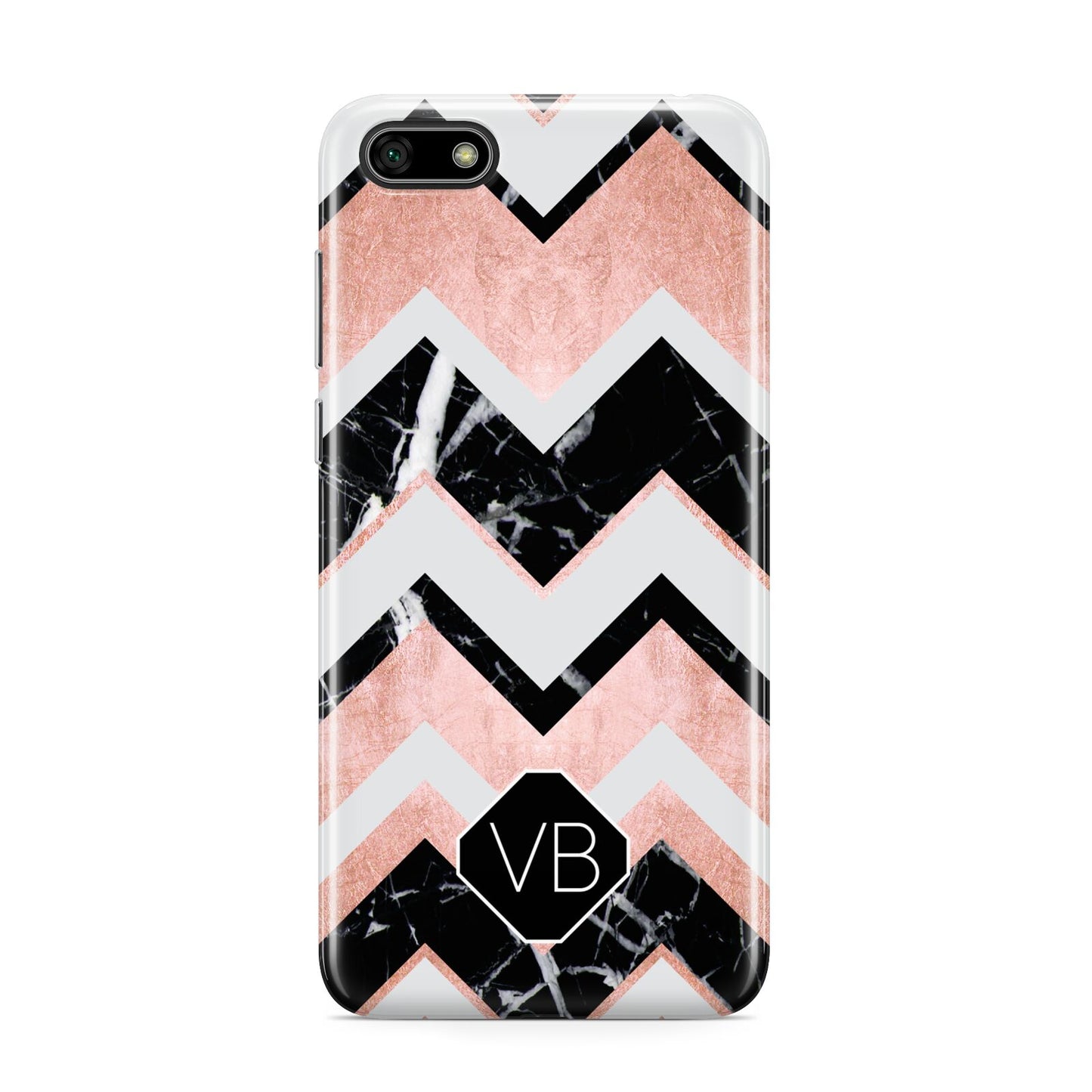 Personalised Chevron Marbled Initials Huawei Y5 Prime 2018 Phone Case