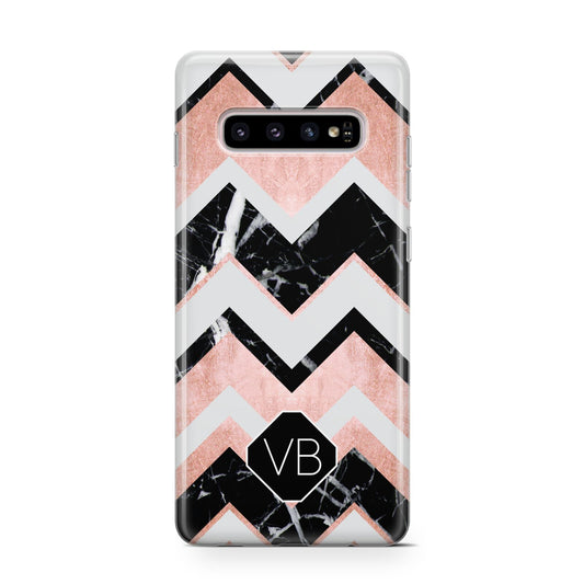 Personalised Chevron Marbled Initials Protective Samsung Galaxy Case