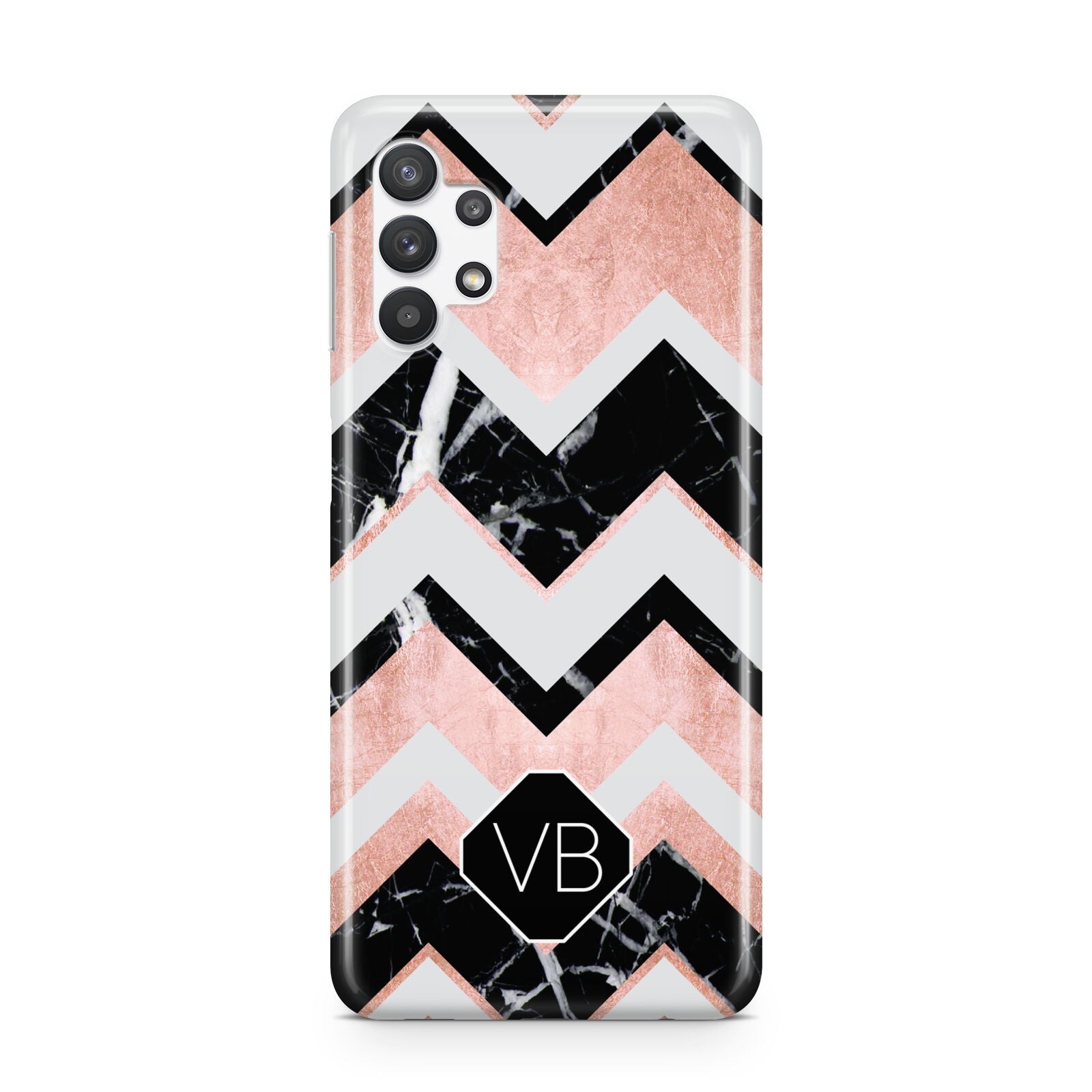 Personalised Chevron Marbled Initials Samsung A32 5G Case