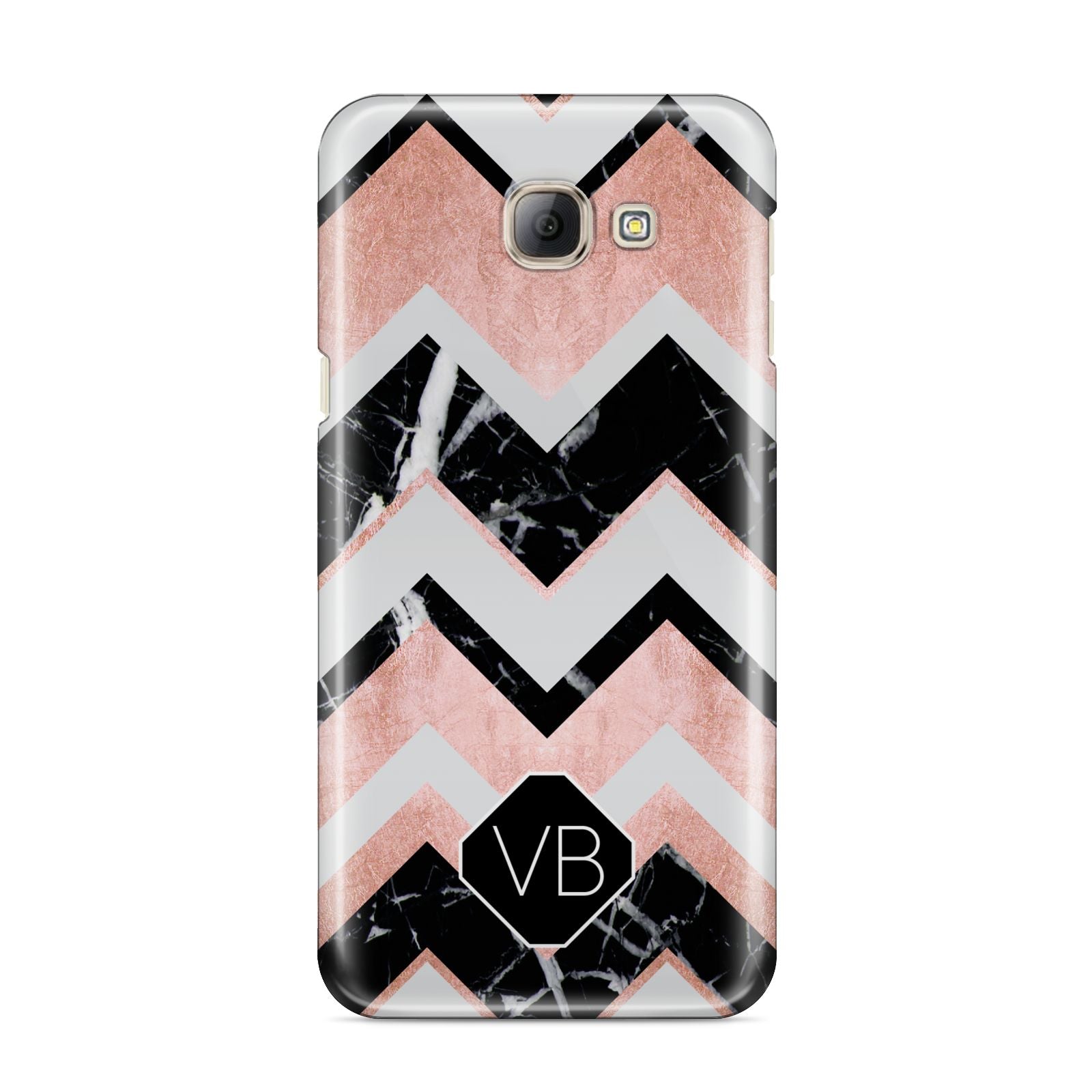 Personalised Chevron Marbled Initials Samsung Galaxy A8 2016 Case