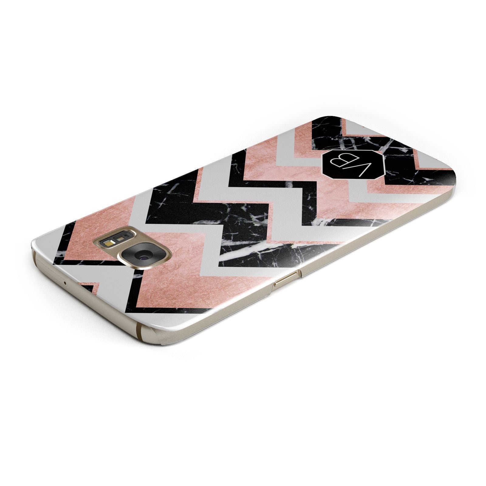 Personalised Chevron Marbled Initials Samsung Galaxy Case Top Cutout