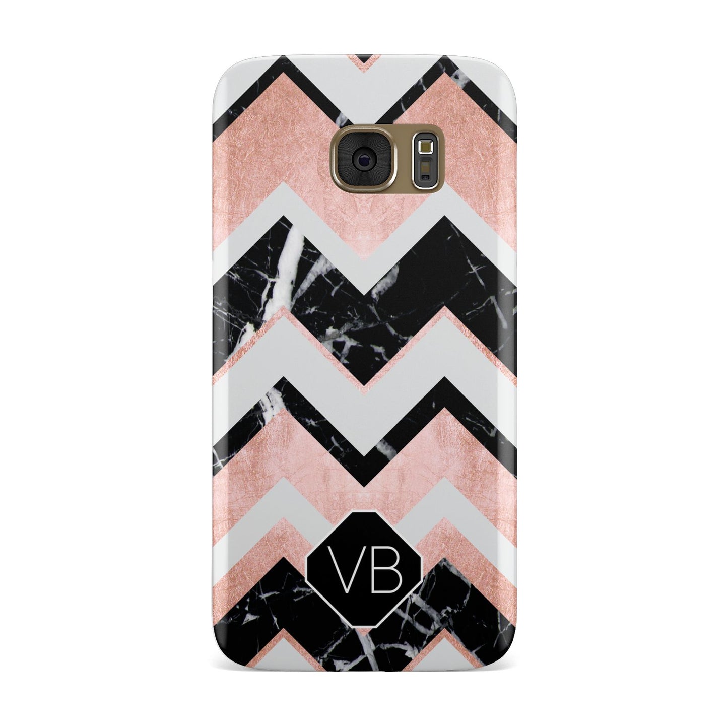 Personalised Chevron Marbled Initials Samsung Galaxy Case