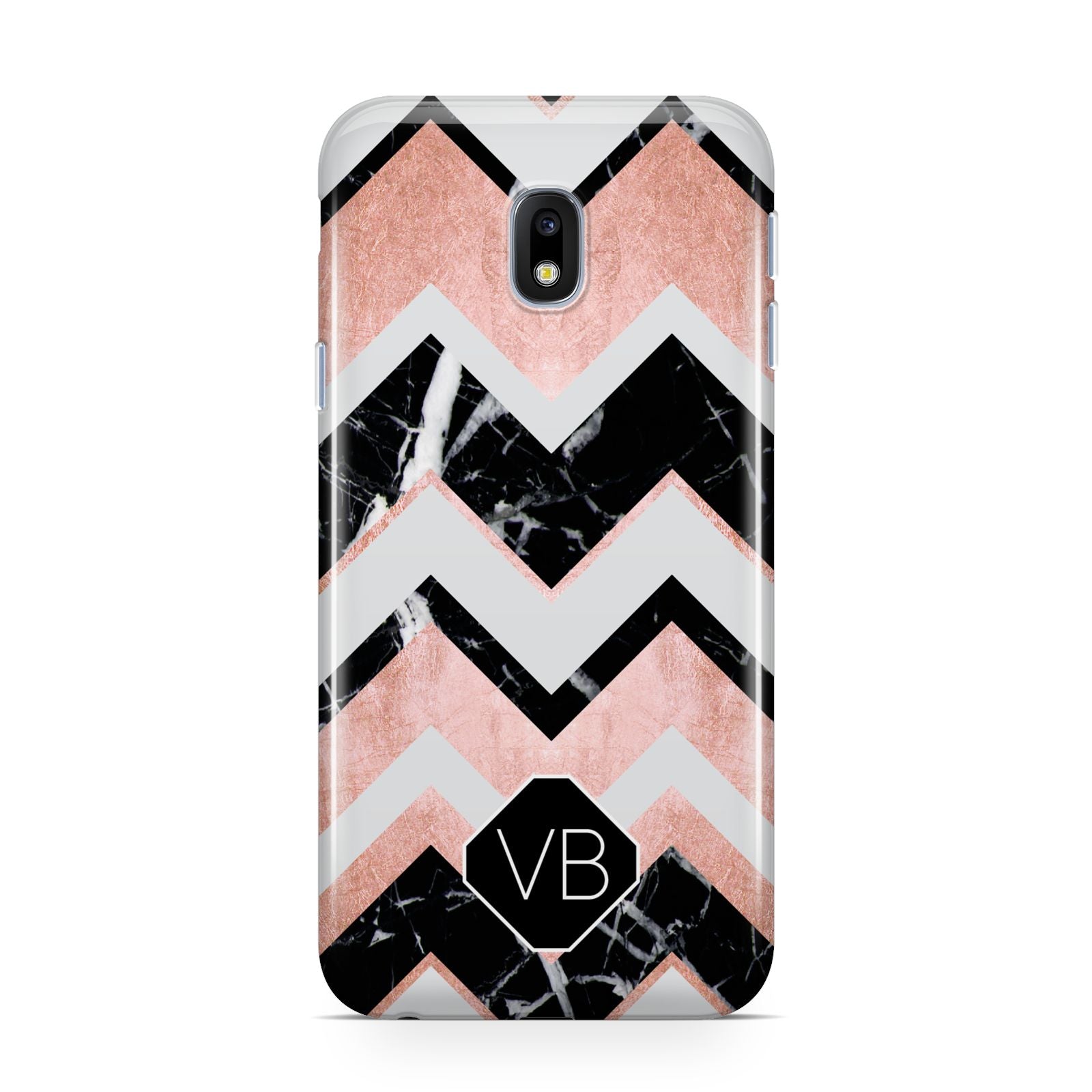Personalised Chevron Marbled Initials Samsung Galaxy J3 2017 Case