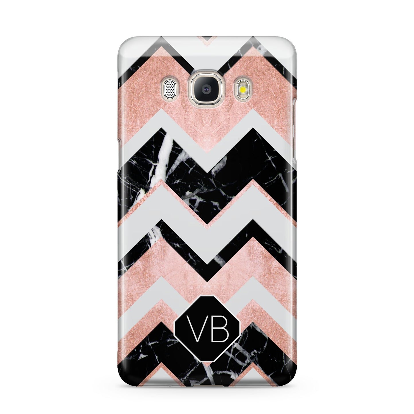 Personalised Chevron Marbled Initials Samsung Galaxy J5 2016 Case