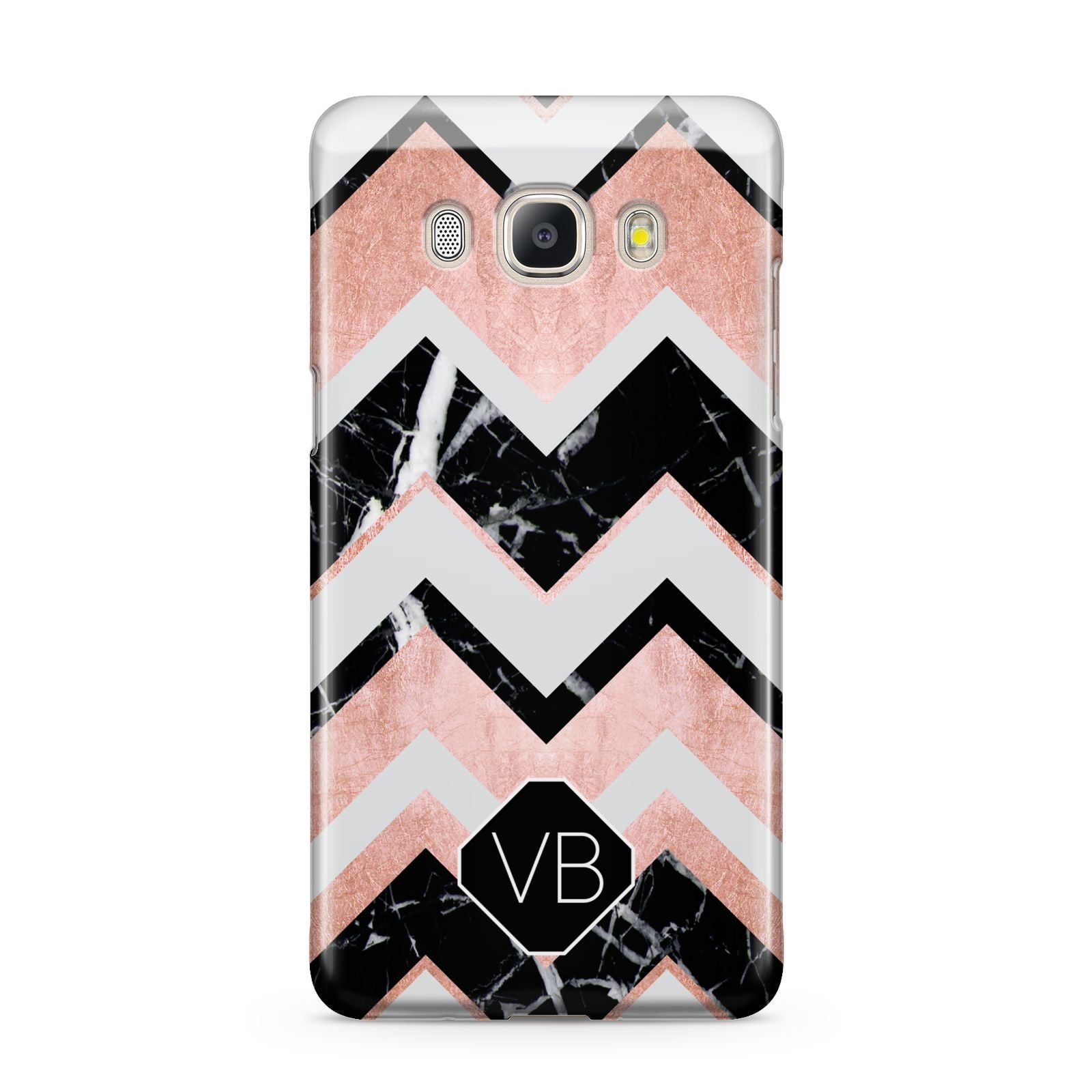 Personalised Chevron Marbled Initials Samsung Galaxy J5 2016 Case
