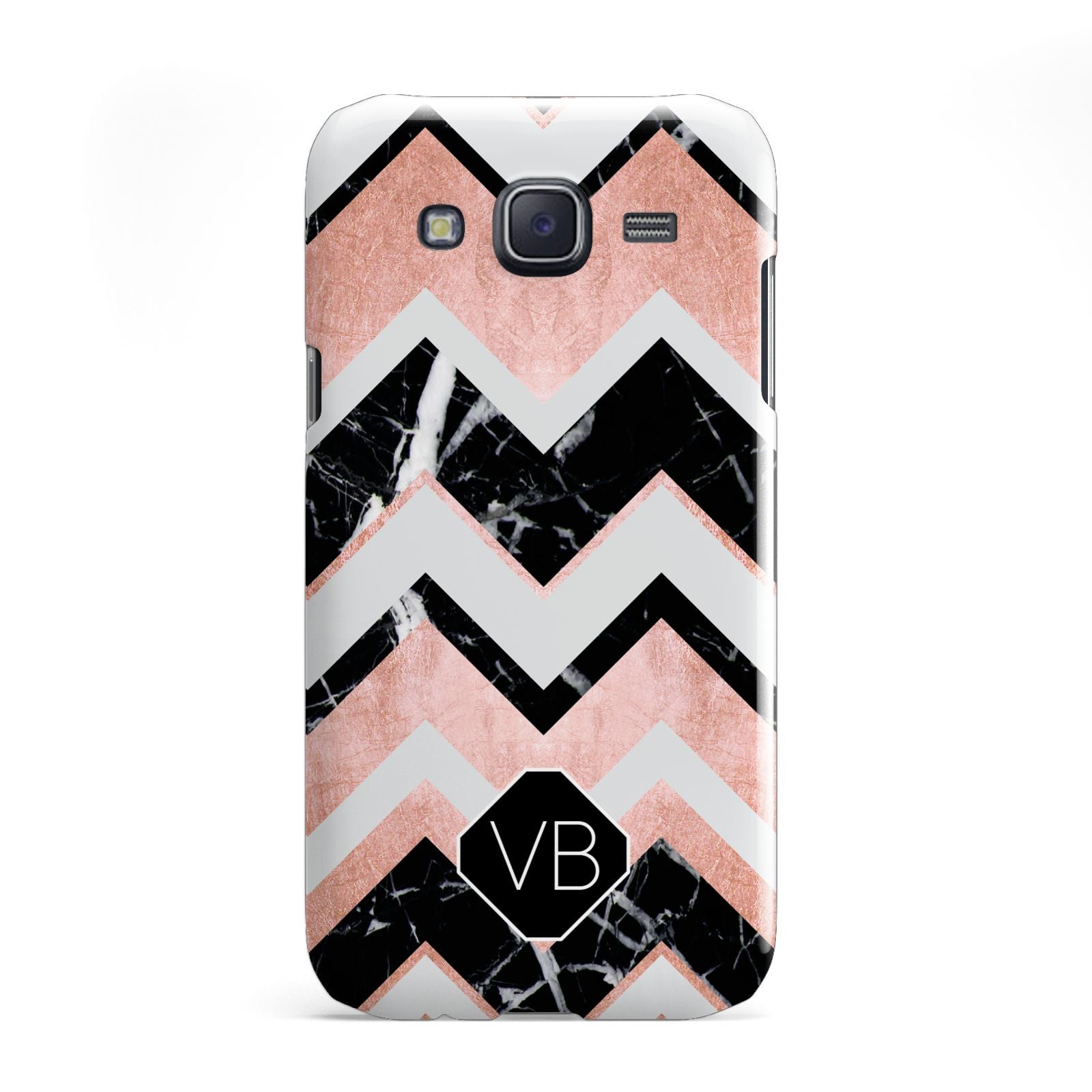 Personalised Chevron Marbled Initials Samsung Galaxy J5 Case
