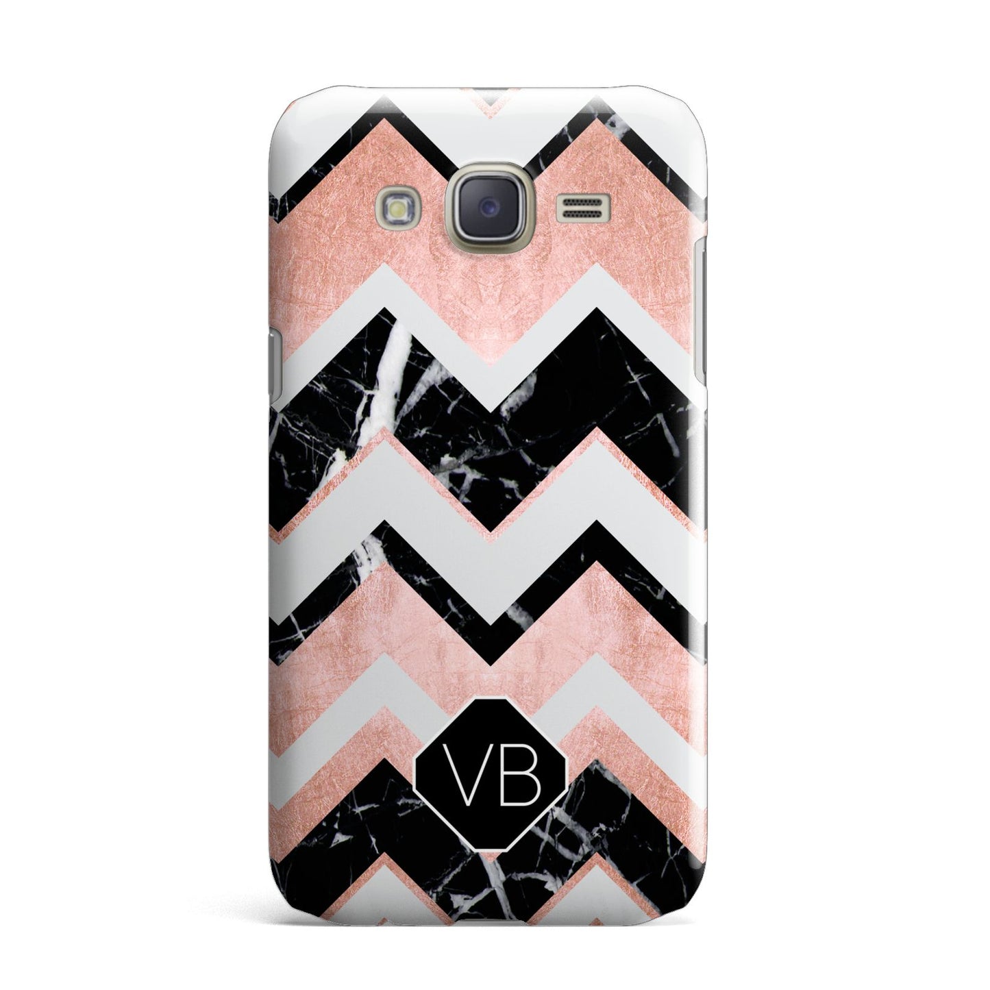 Personalised Chevron Marbled Initials Samsung Galaxy J7 Case