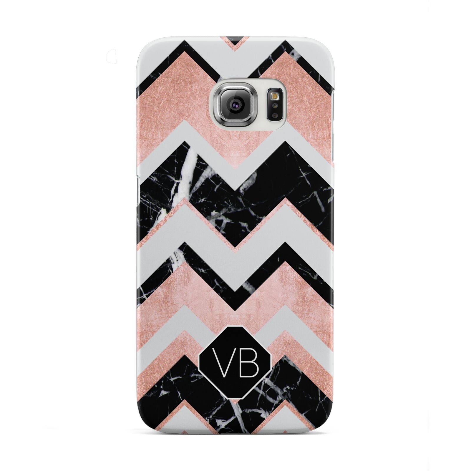 Personalised Chevron Marbled Initials Samsung Galaxy S6 Edge Case