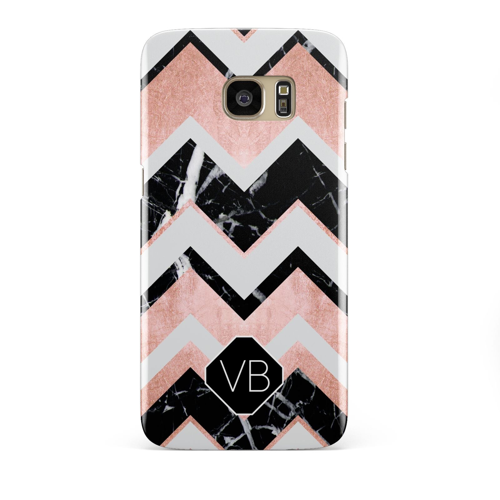 Personalised Chevron Marbled Initials Samsung Galaxy S7 Edge Case