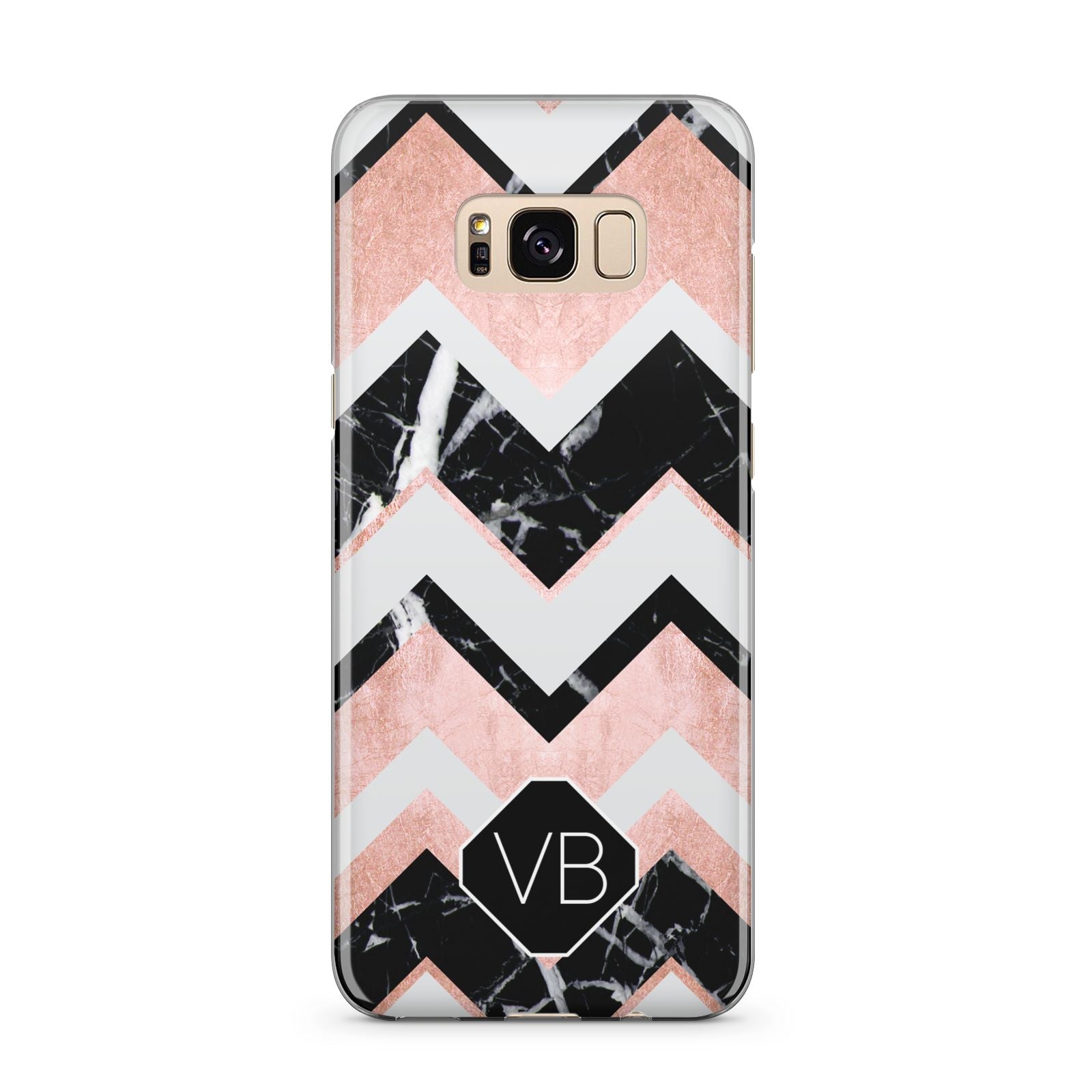 Personalised Chevron Marbled Initials Samsung Galaxy S8 Plus Case