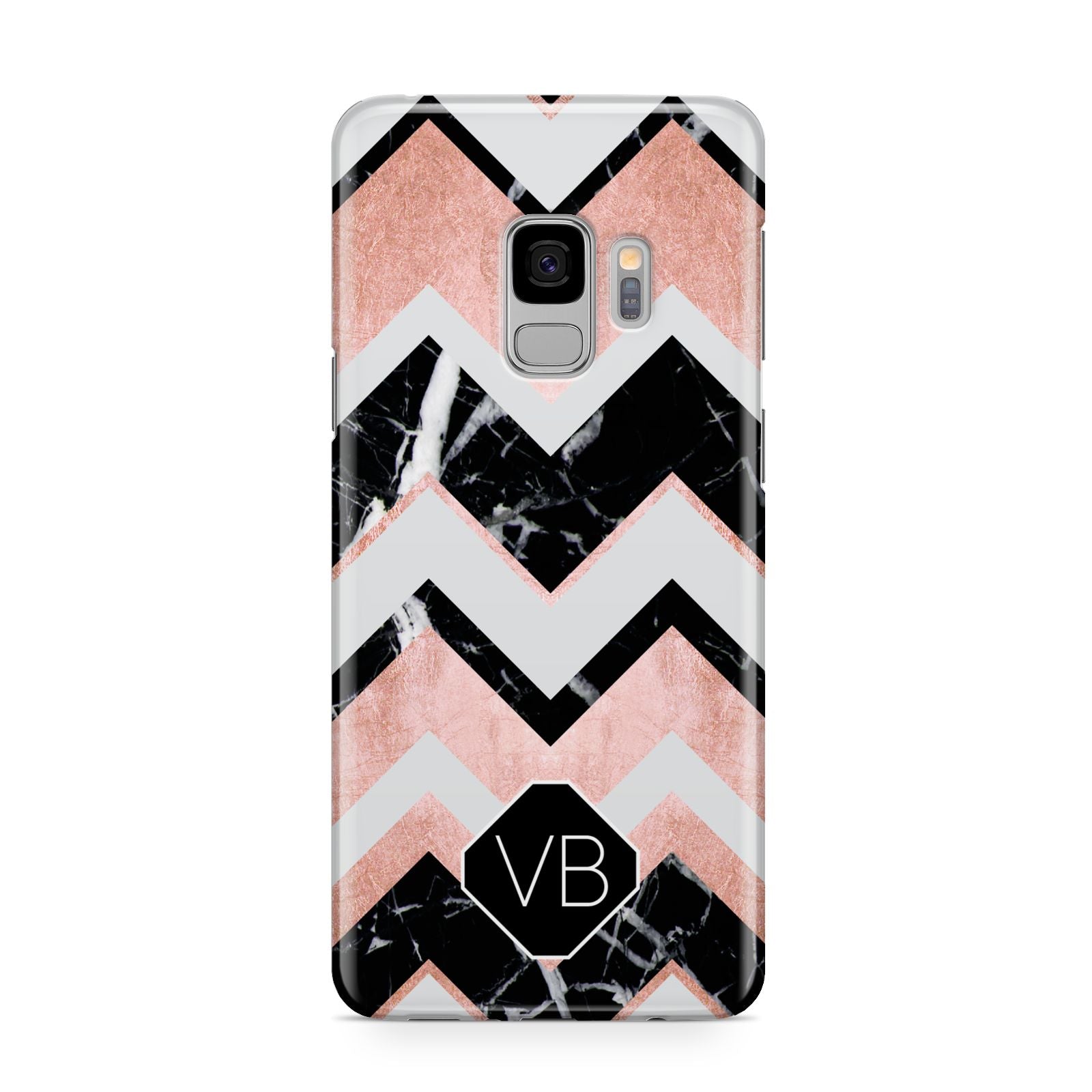 Personalised Chevron Marbled Initials Samsung Galaxy S9 Case