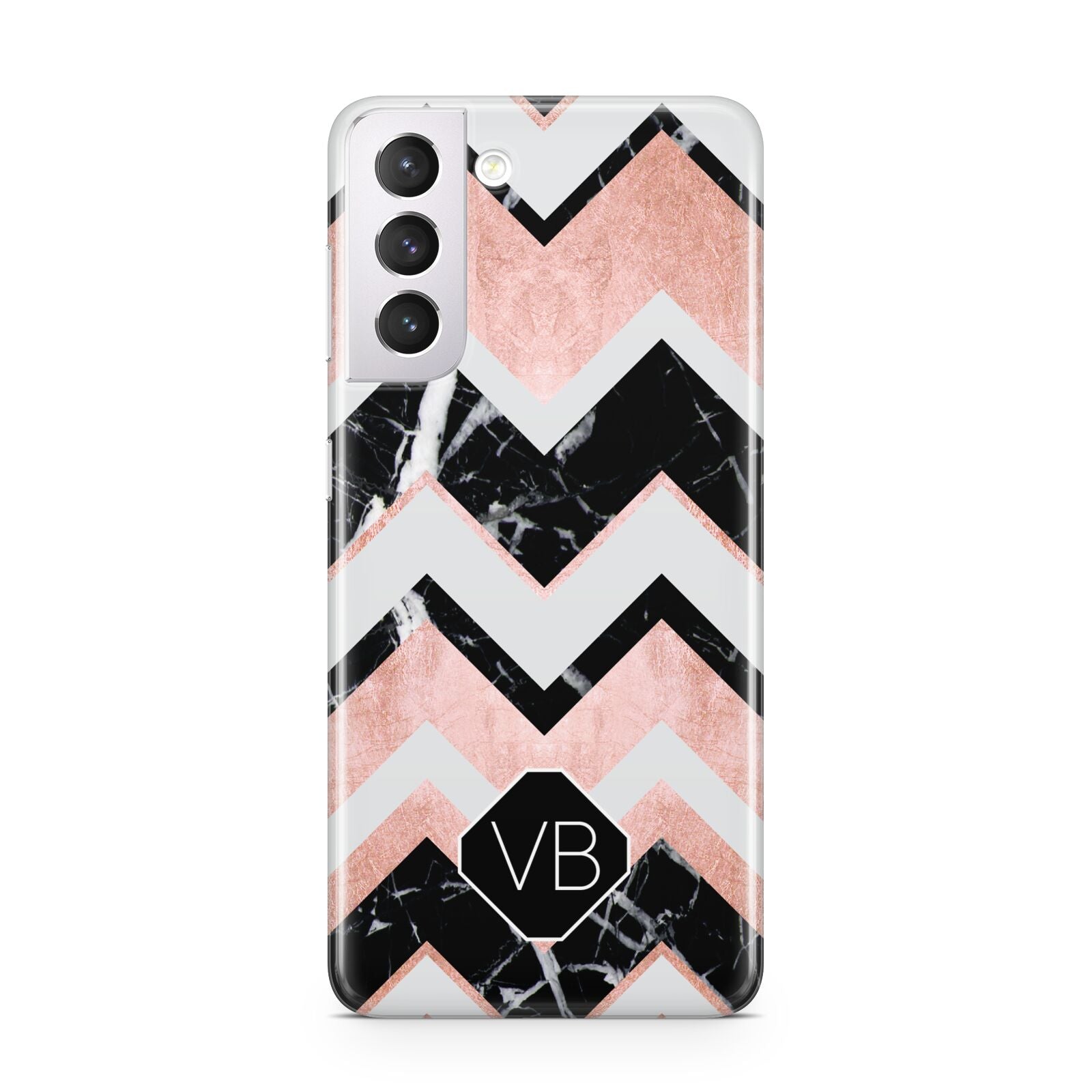 Personalised Chevron Marbled Initials Samsung S21 Case