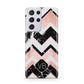 Personalised Chevron Marbled Initials Samsung S21 Ultra Case